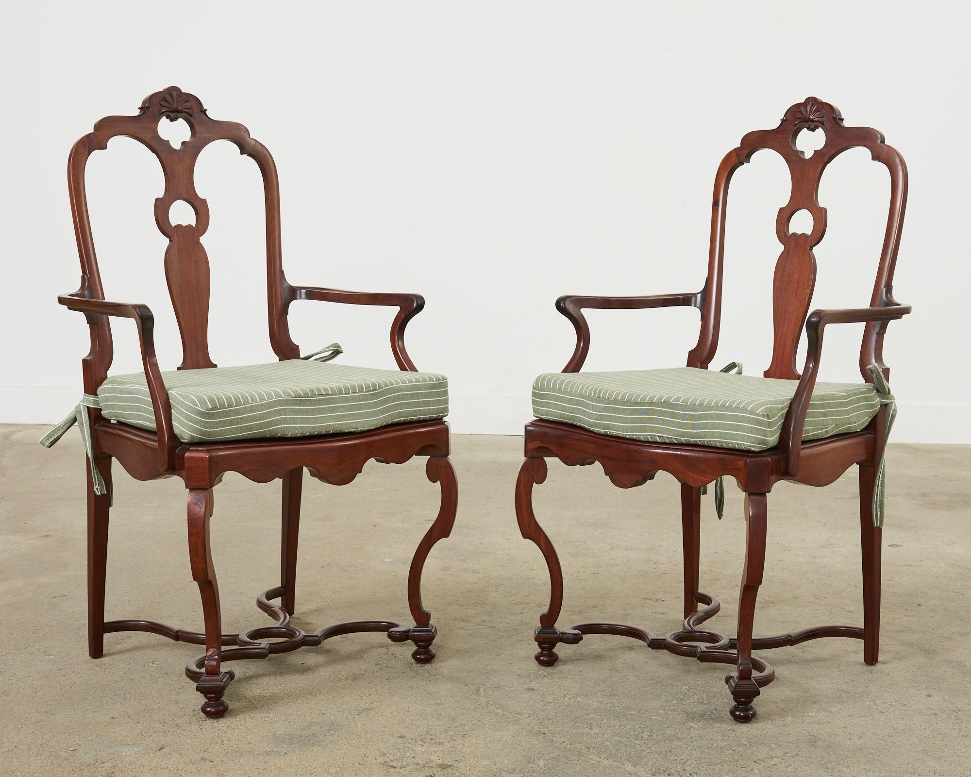 Set of Ten English Chippendale Style Mahogany Dining Chairs  For Sale 1
