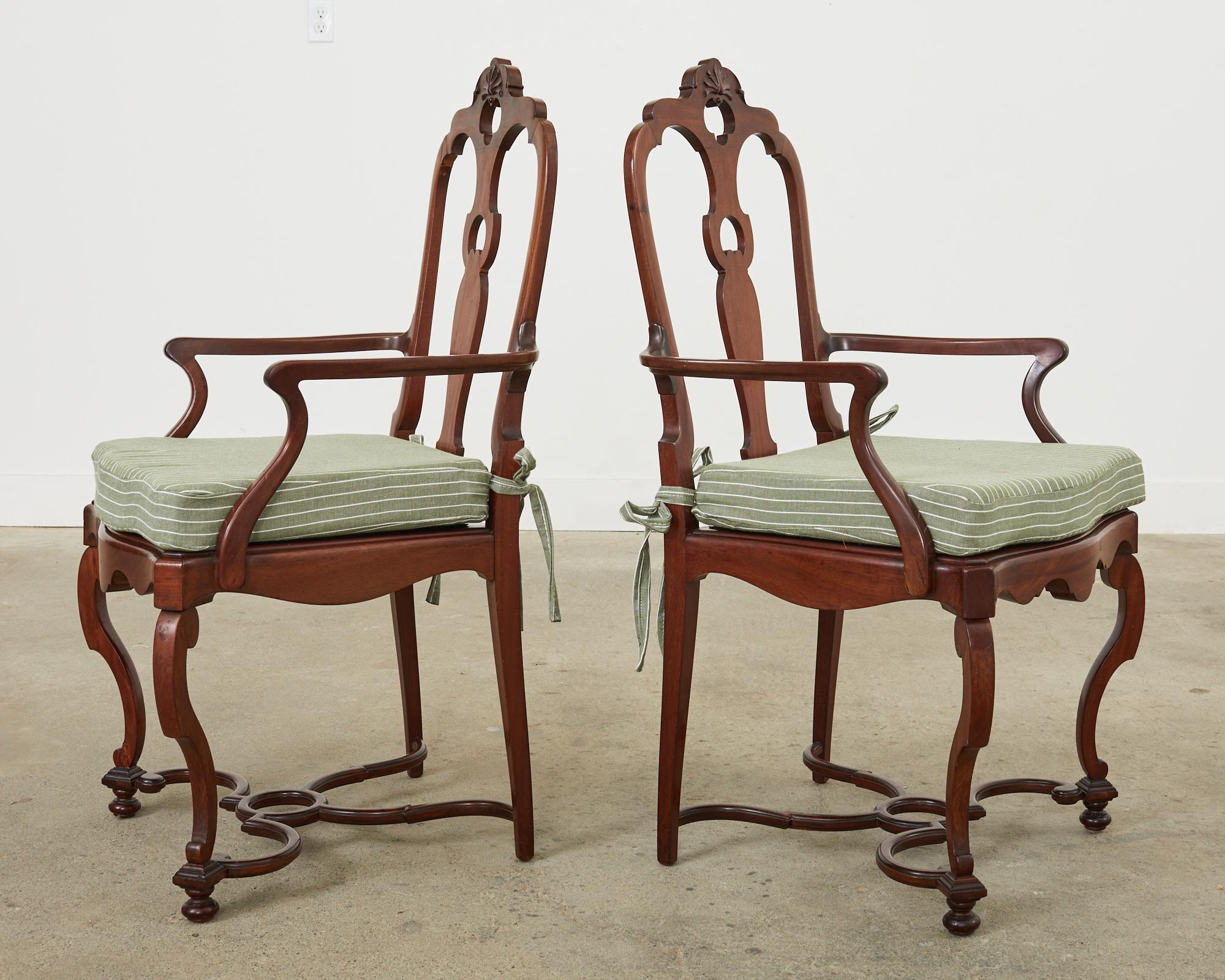 Set of Ten English Chippendale Style Mahogany Dining Chairs  For Sale 2