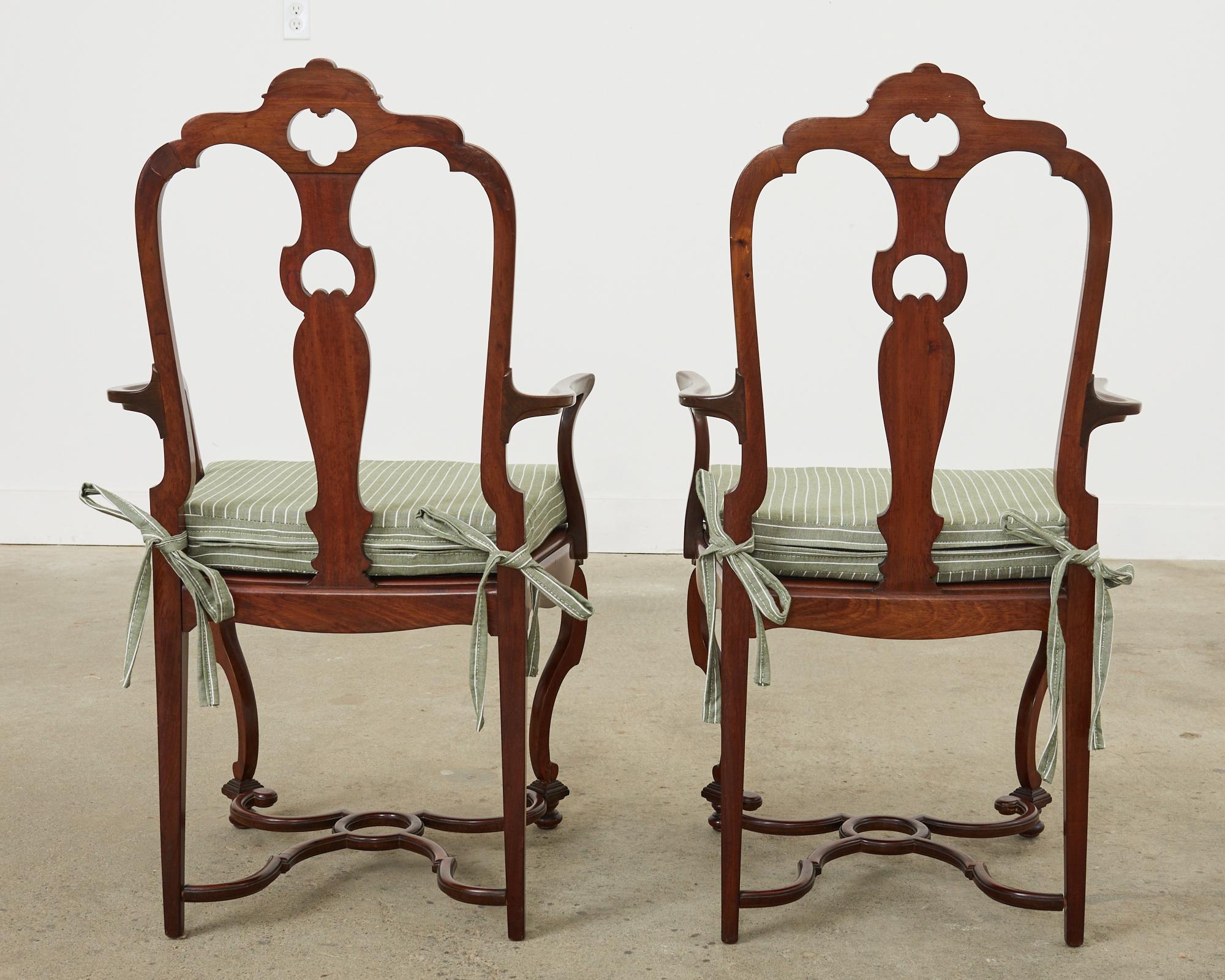 Set of Ten English Chippendale Style Mahogany Dining Chairs  For Sale 3