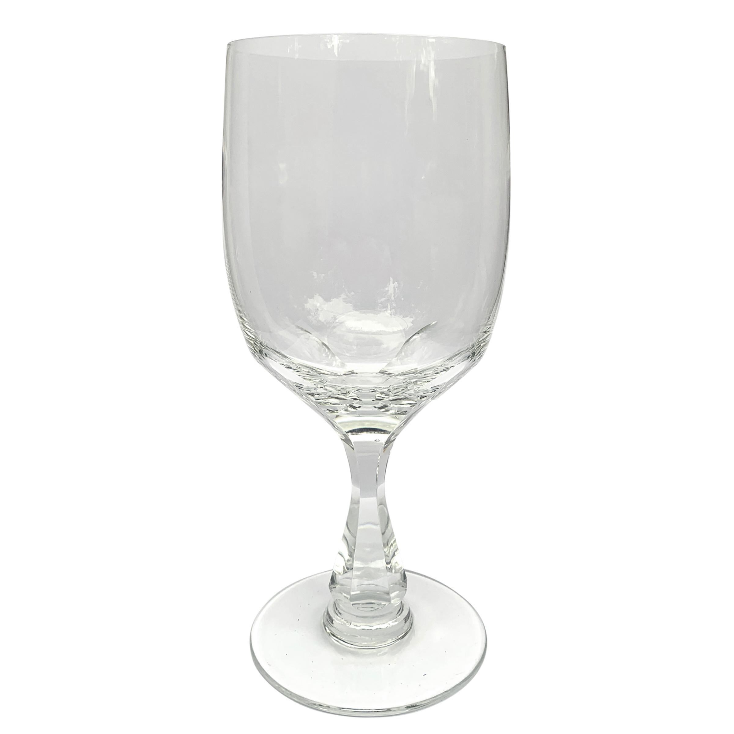 A fantastic set of ten English cut crystal wine glasses with superb long panel-cuts running from the bottom of the bowl all the way down the stem to the foot. Cuts like these are reserved for only the most skilled and accomplished glass cutters.