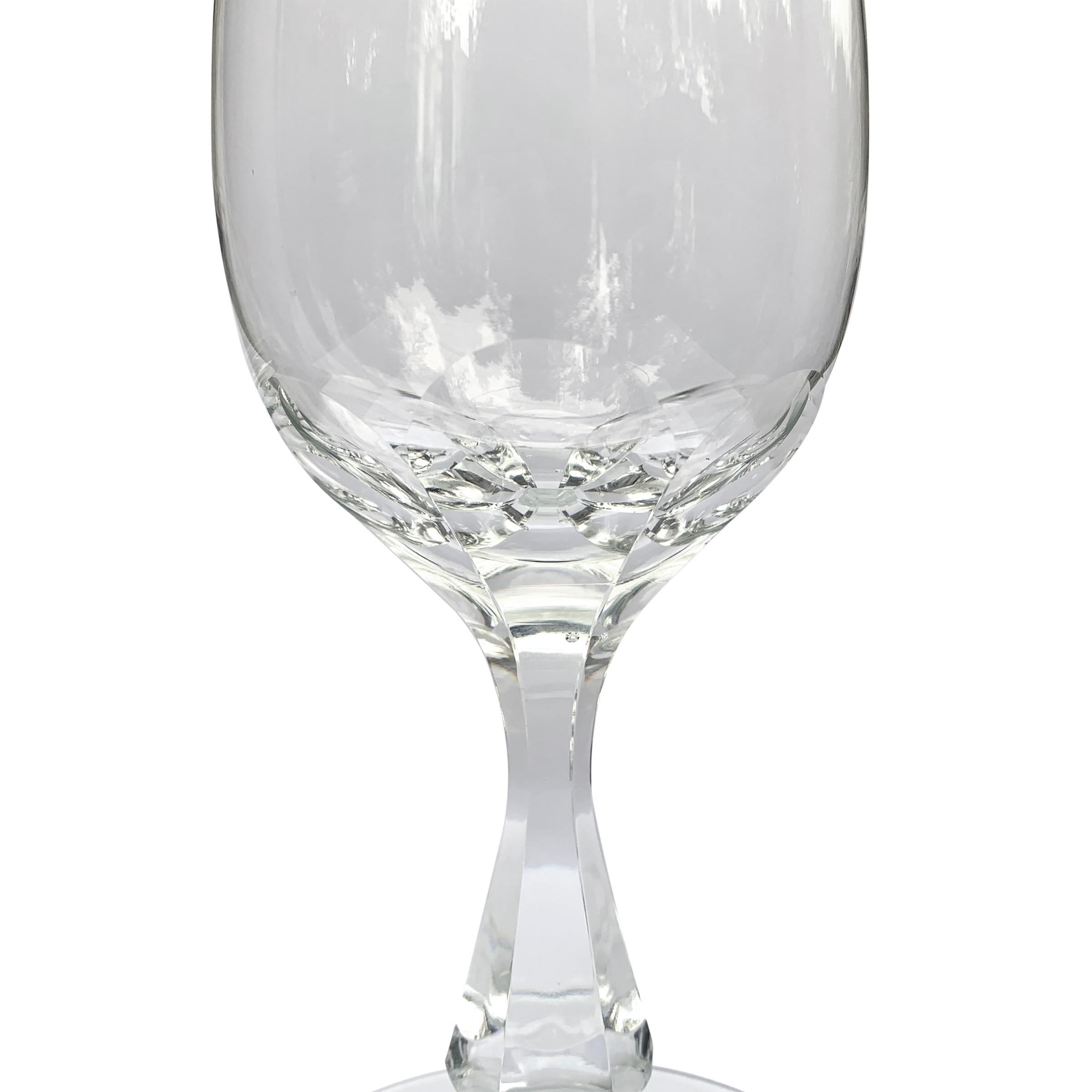Hand-Crafted Set of Ten English Cut Crystal Wine Glasses