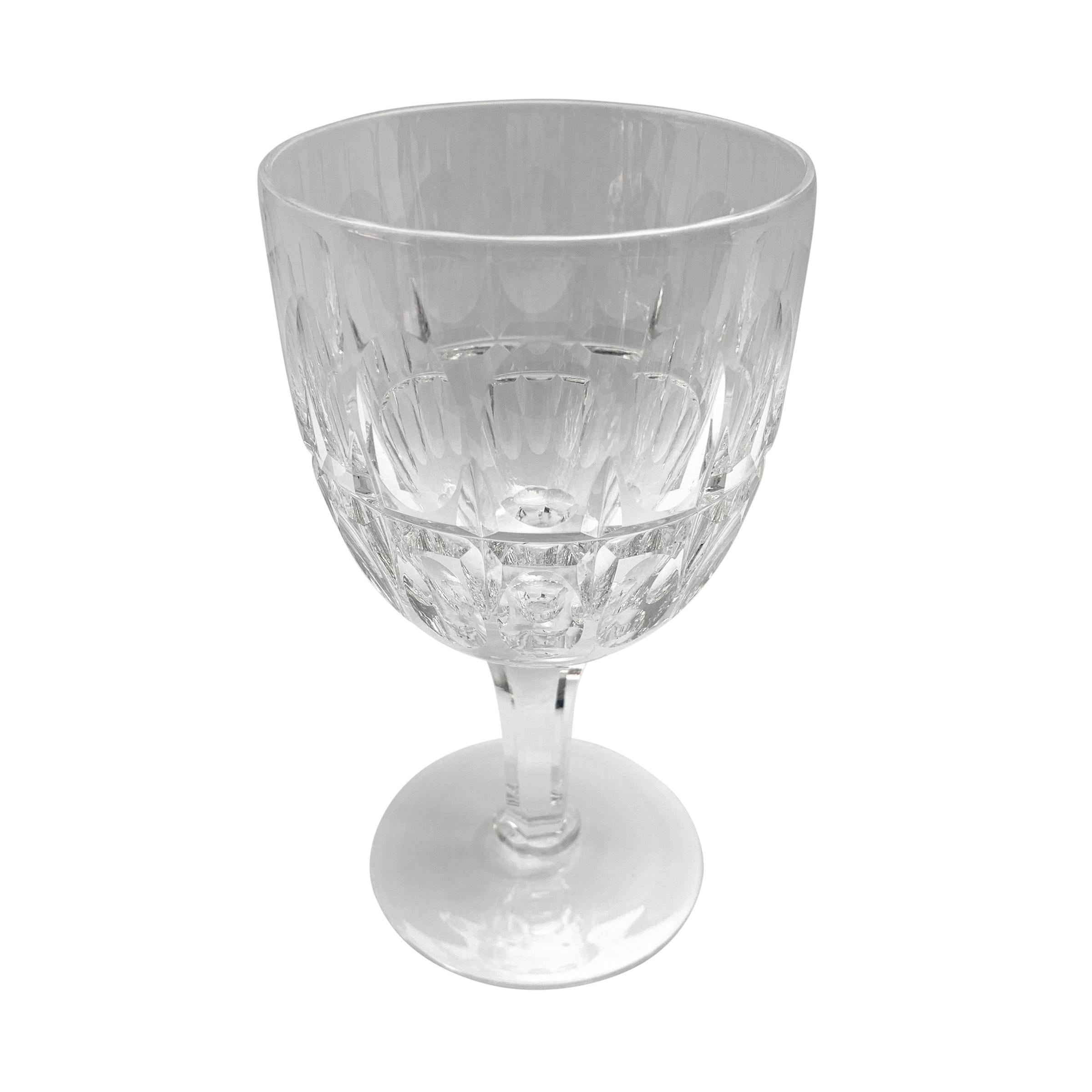 Hand-Crafted Set of Ten English Cut Crystal Wine Glasses For Sale