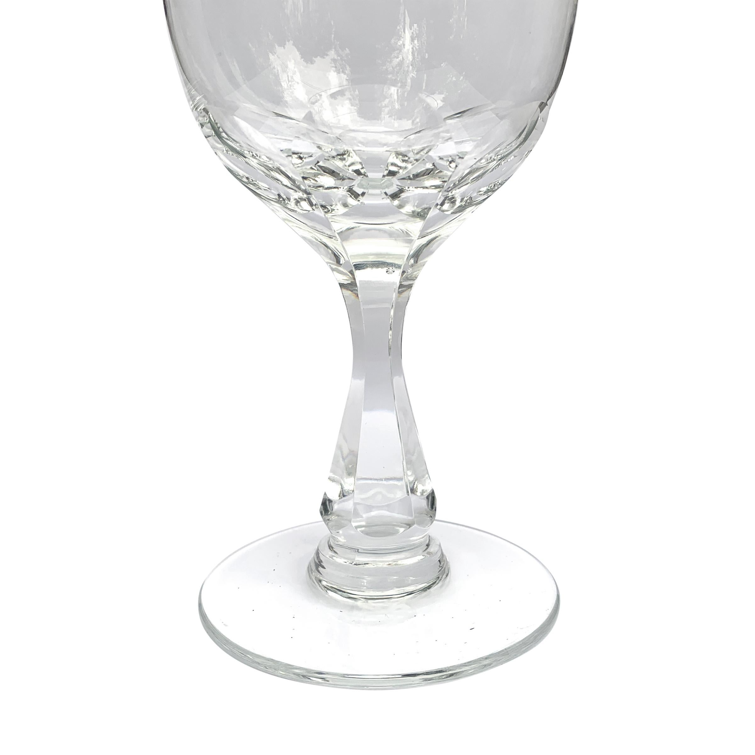 20th Century Set of Ten English Cut Crystal Wine Glasses
