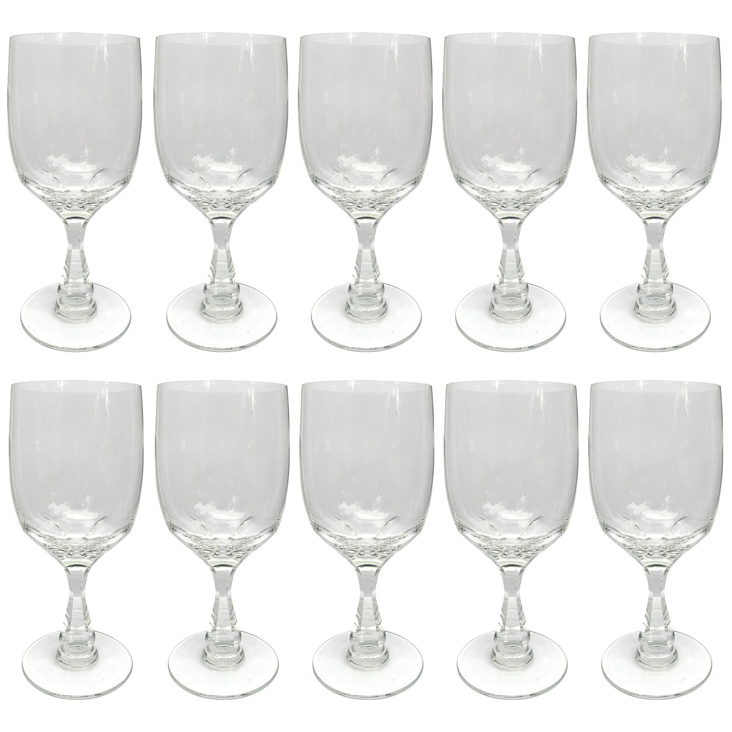 Set of Ten English Cut Crystal Wine Glasses