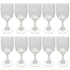 Set of Ten English Cut Crystal Wine Glasses