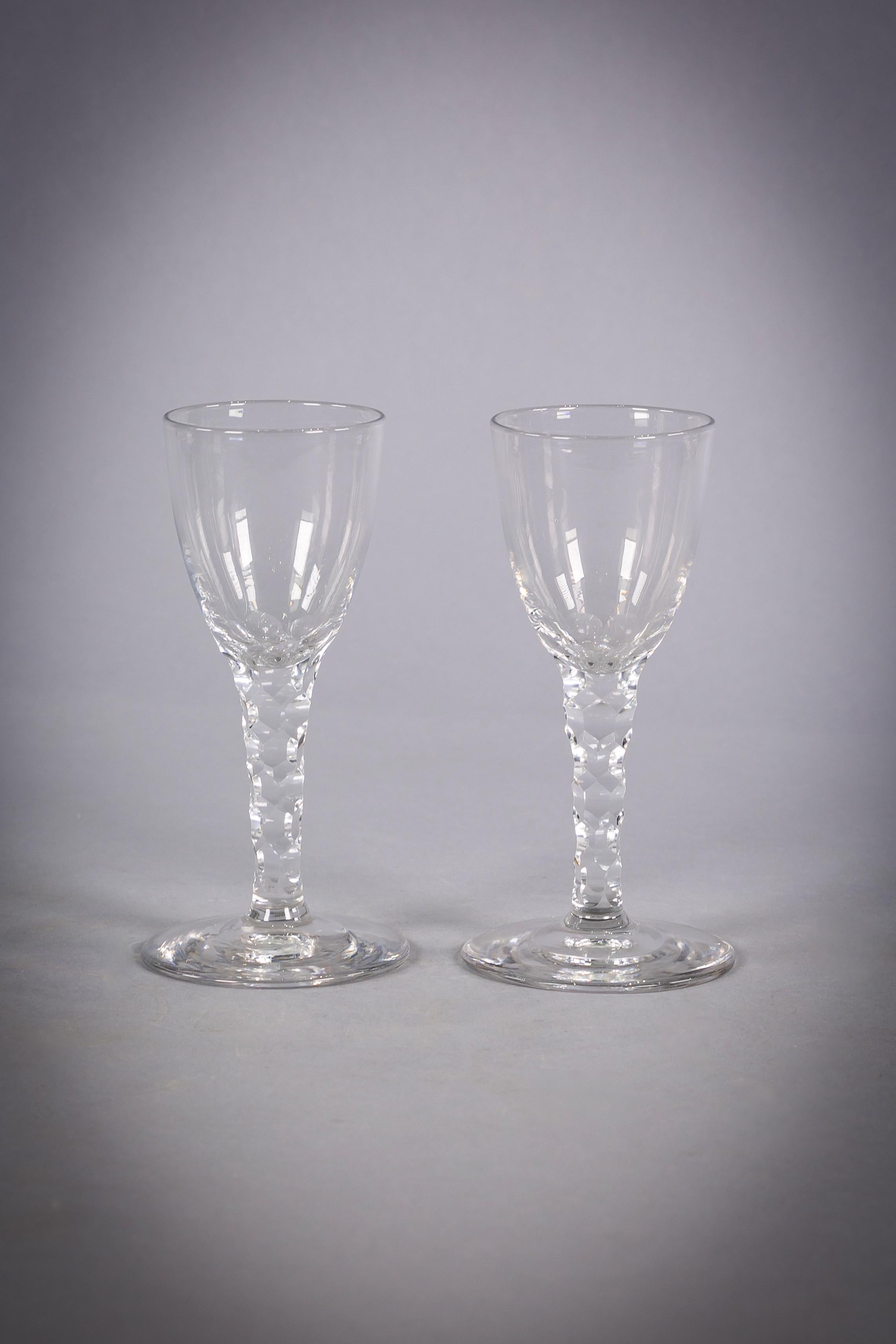 Set of Ten English Faceted-Stem Glasses, circa 1900 In Good Condition For Sale In New York, NY