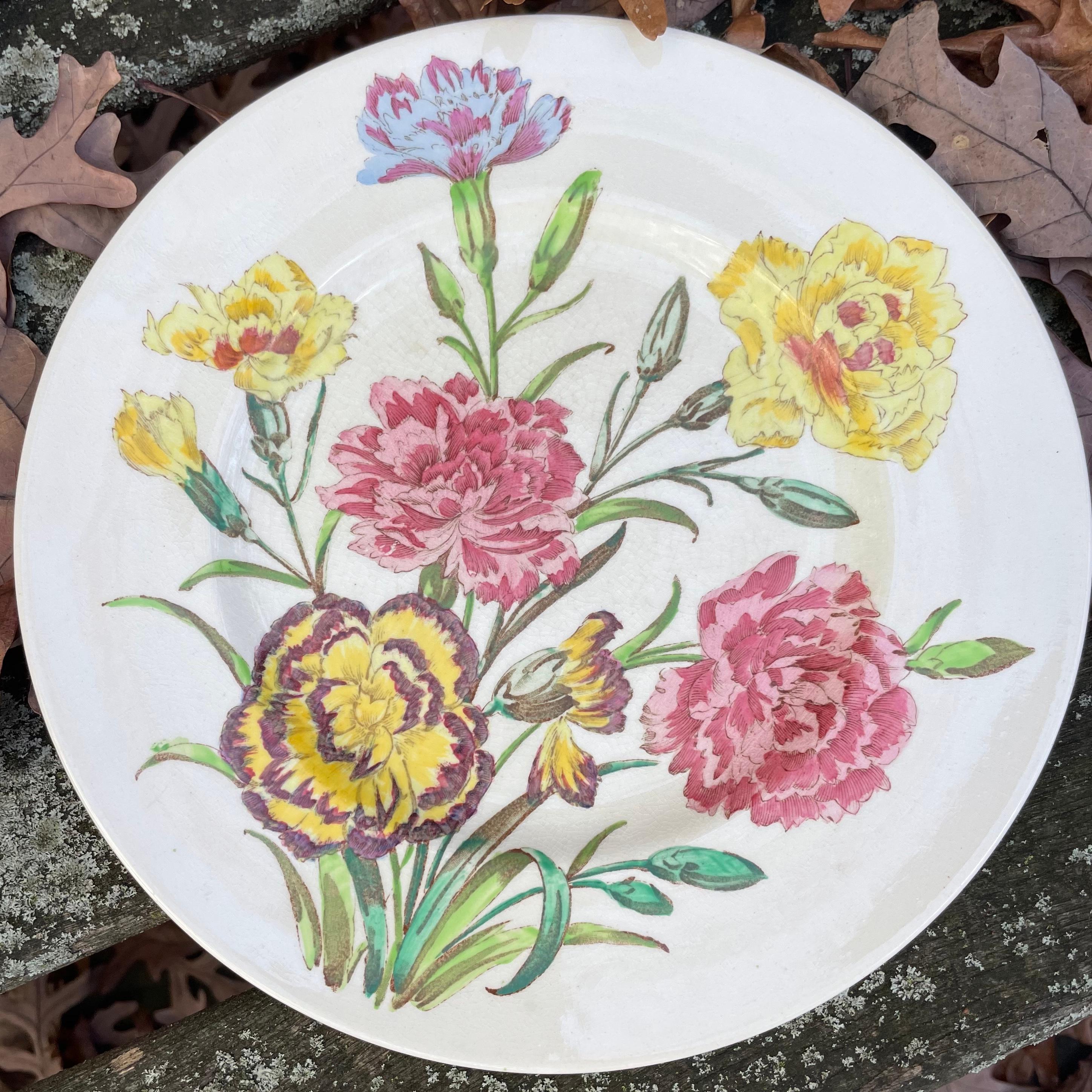 Mid-20th Century Set of Ten English Flower Plates For Sale