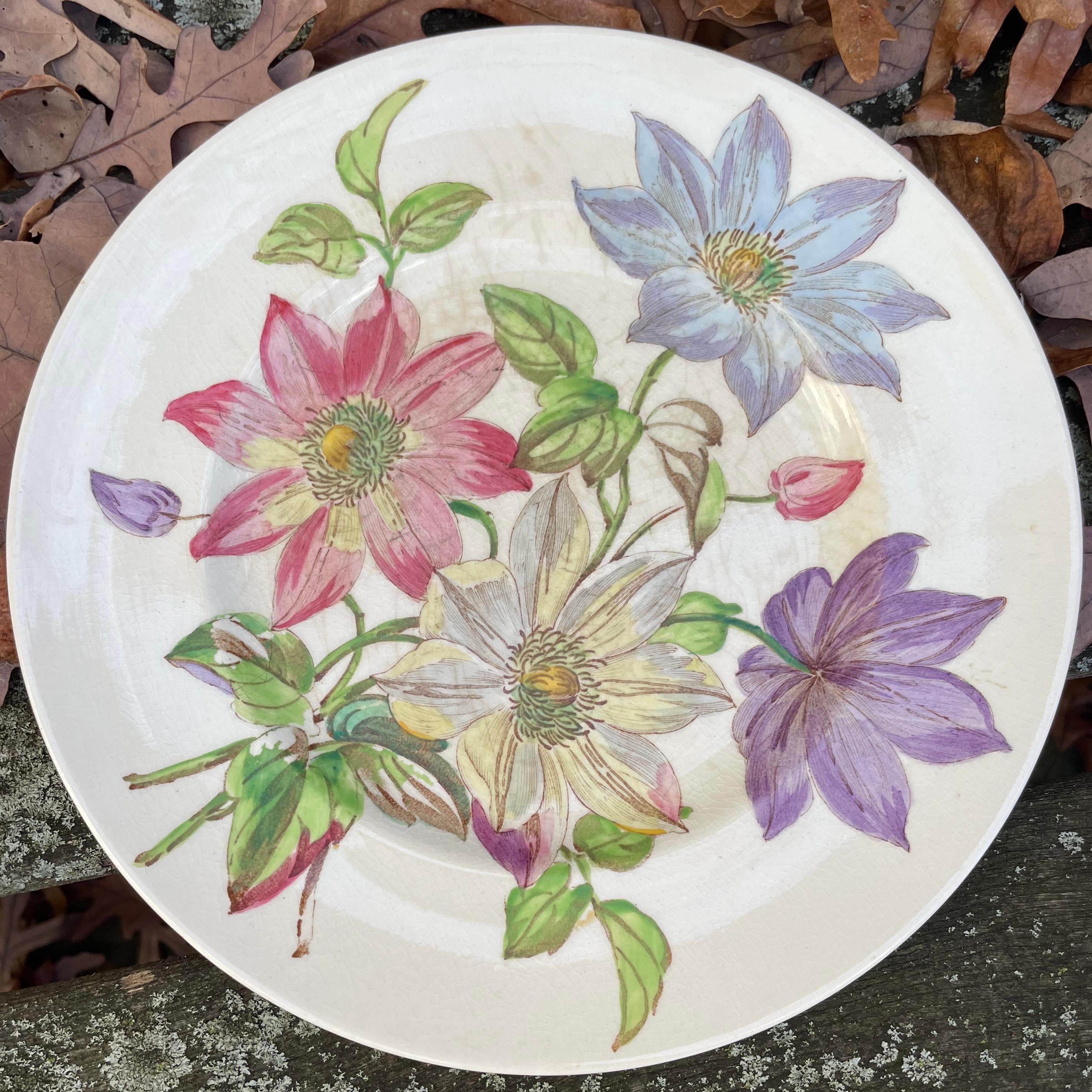 Céramique Ensemble de dix assiettes à fleurs anglaises en vente
