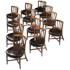 Set of Ten English George III Brown Mahogany Library Chairs