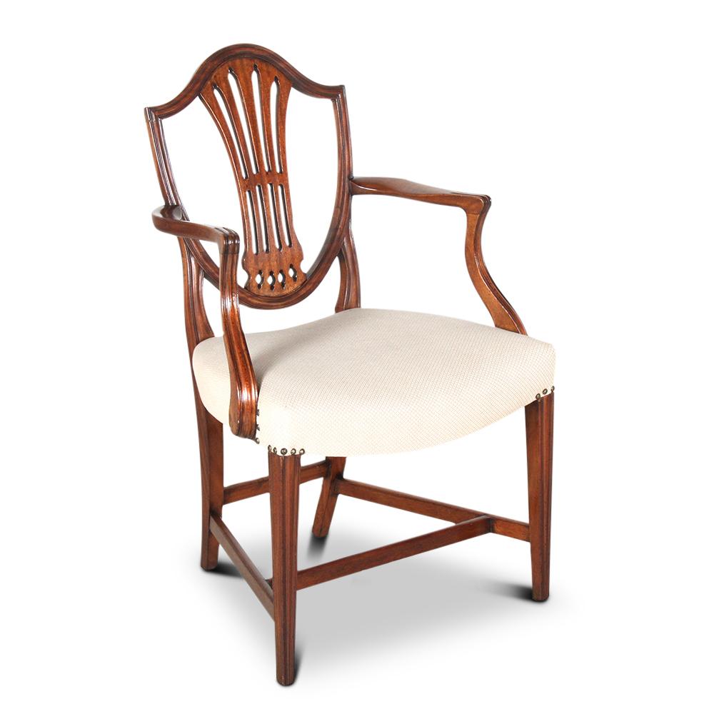 Set of Ten English Georgian-Revival Shield Back Dining Chairs 1