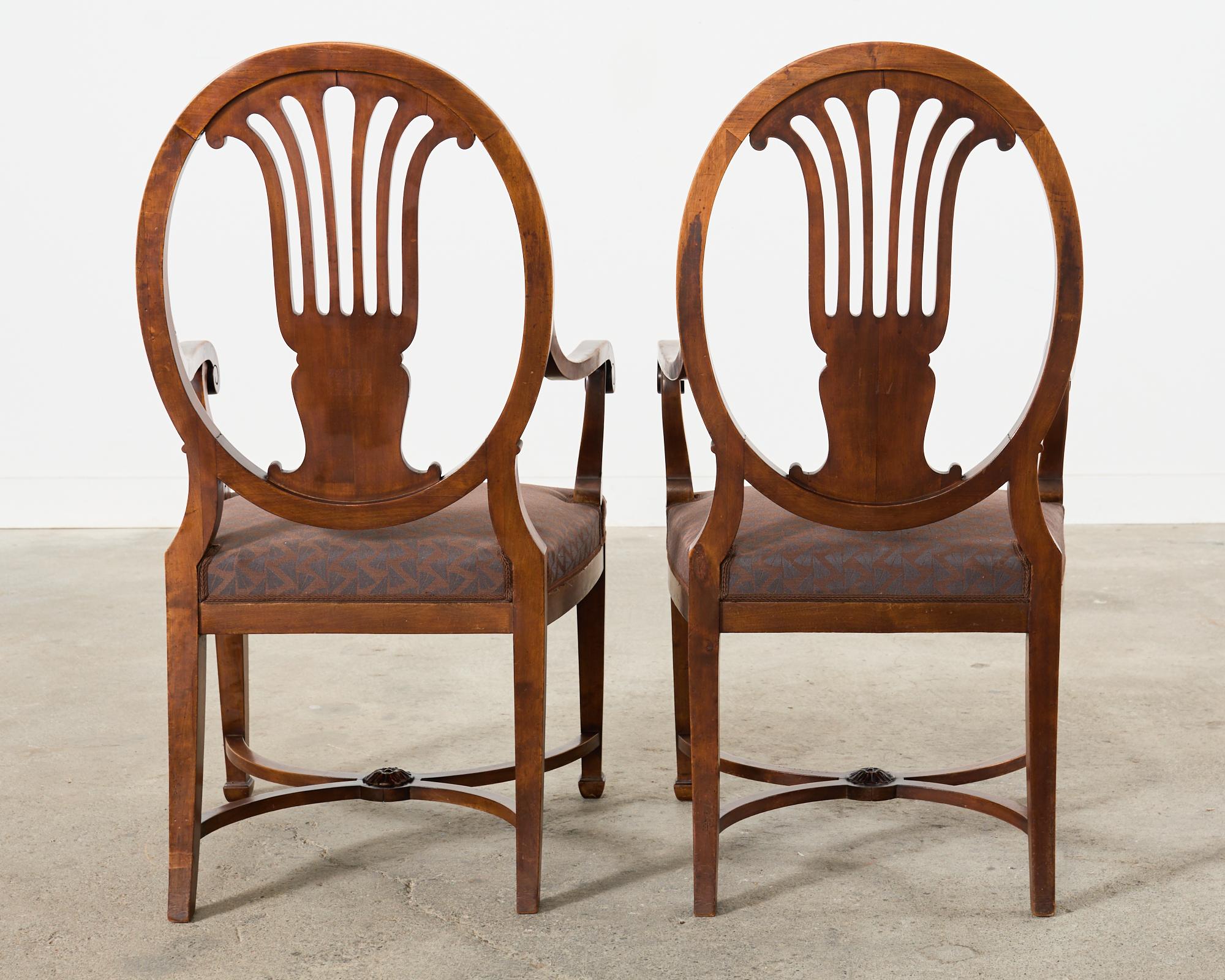 Set of Ten English Hepplewhite Style Walnut Dining Chairs For Sale 6