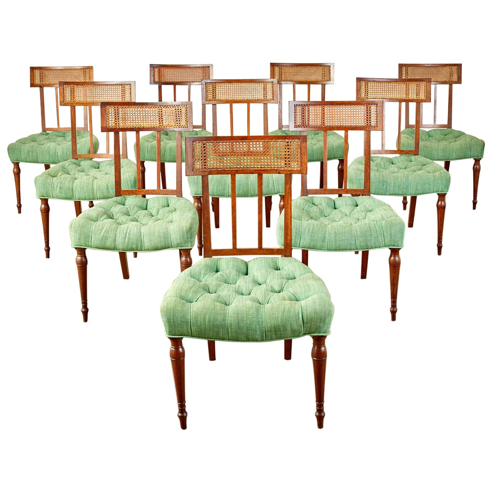 Set of Ten English Regency Mahogany Caned Dining Chairs