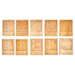 Set of Ten Evelyn Ackerman Carved Oak Panels