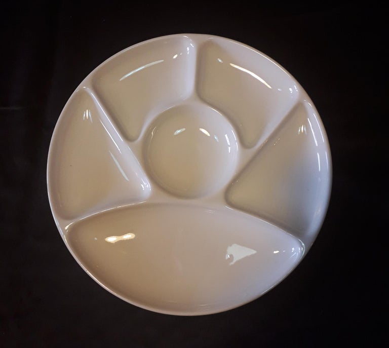 Set of Ten Faience Fondue White Diner Plates Dishes, by Gien, France