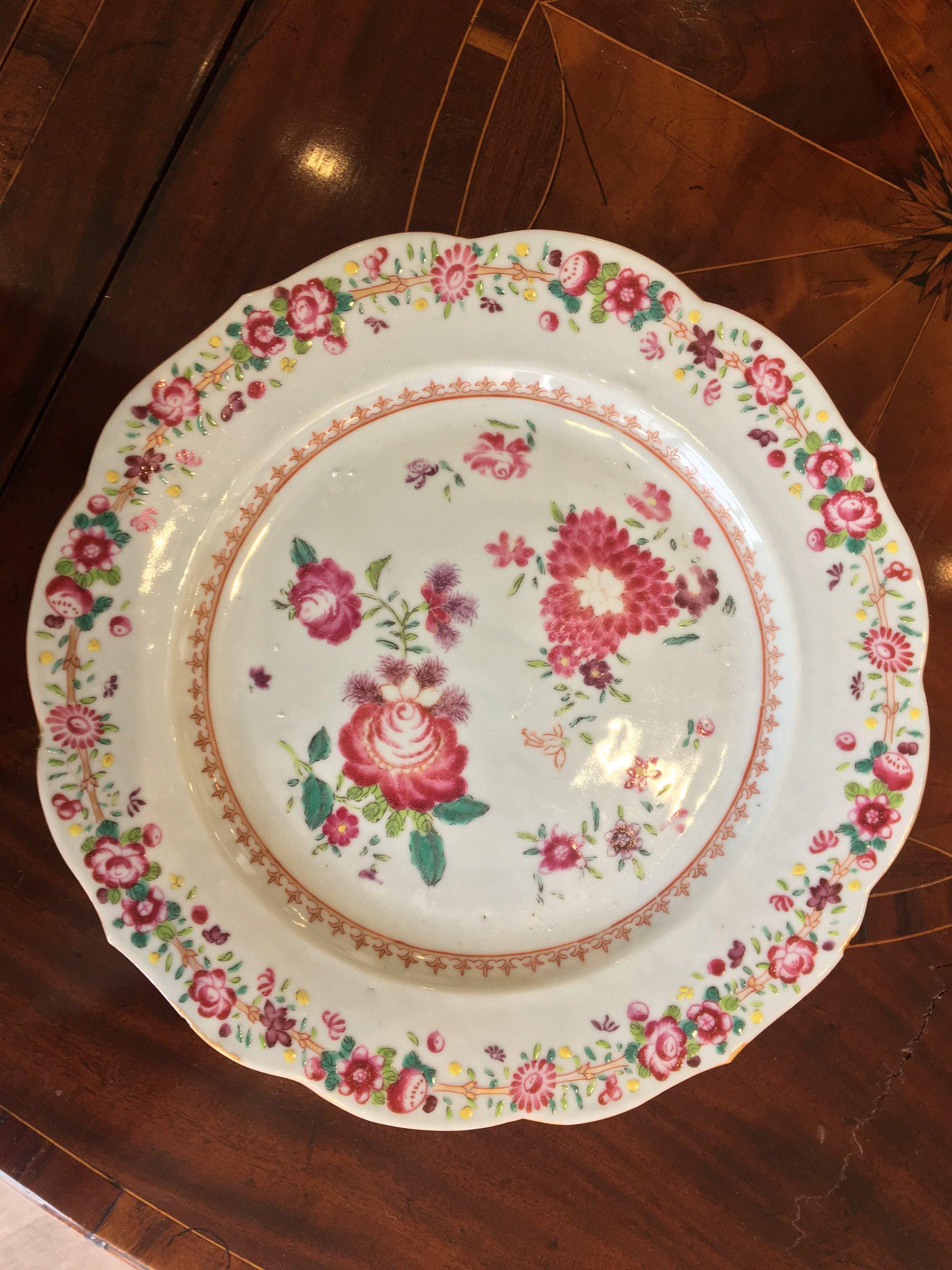 Set of Ten Famille Rose Chinese Export Plates, circa 1760 1
