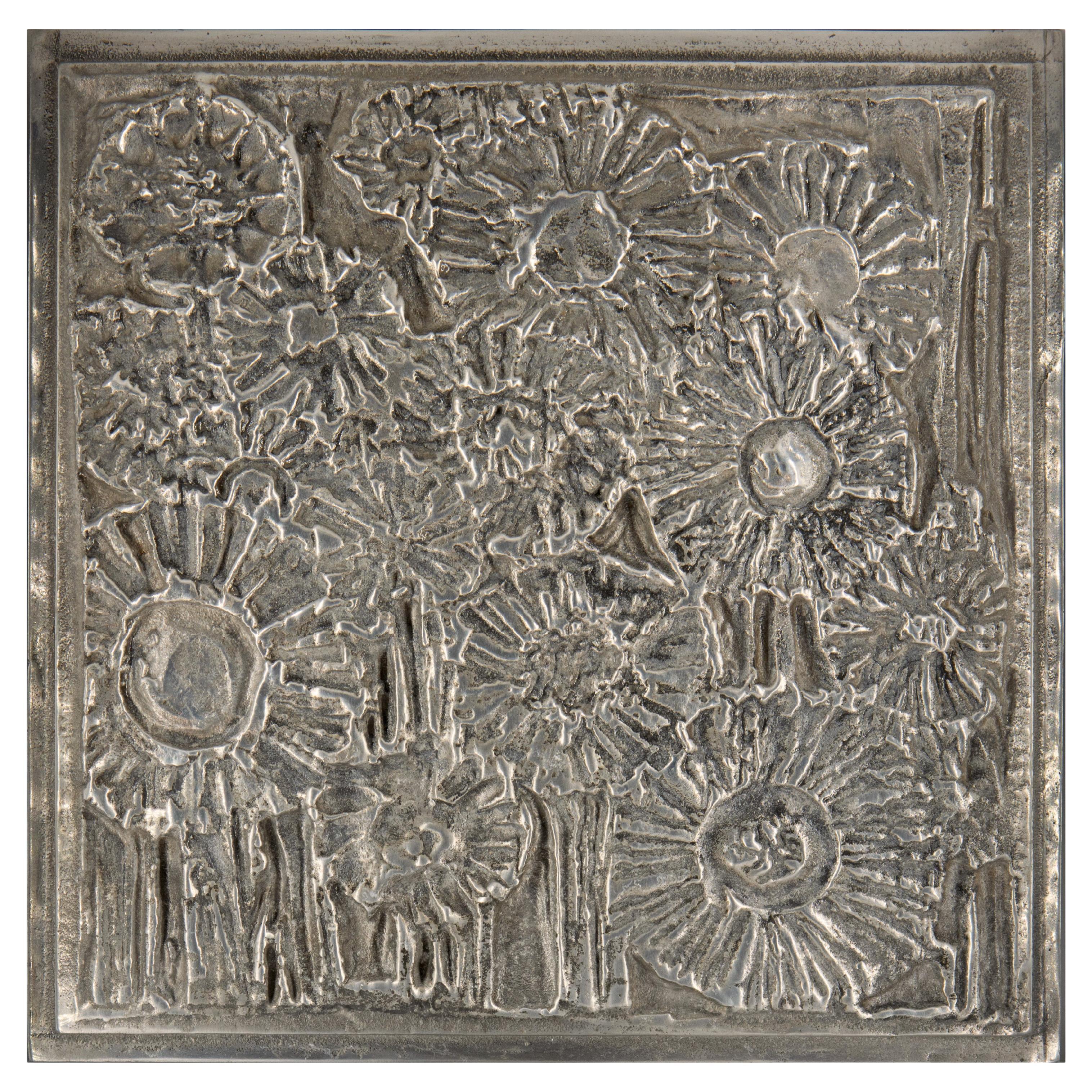 A fabulous set of ten abstract cast aluminium square plaques. Maker's label: Forms & Surfaces - United States - Circa 1970.

By repute, these were a feature of the foyer of a building in East Anglia, UK when it was built in the early 1970's. 

The