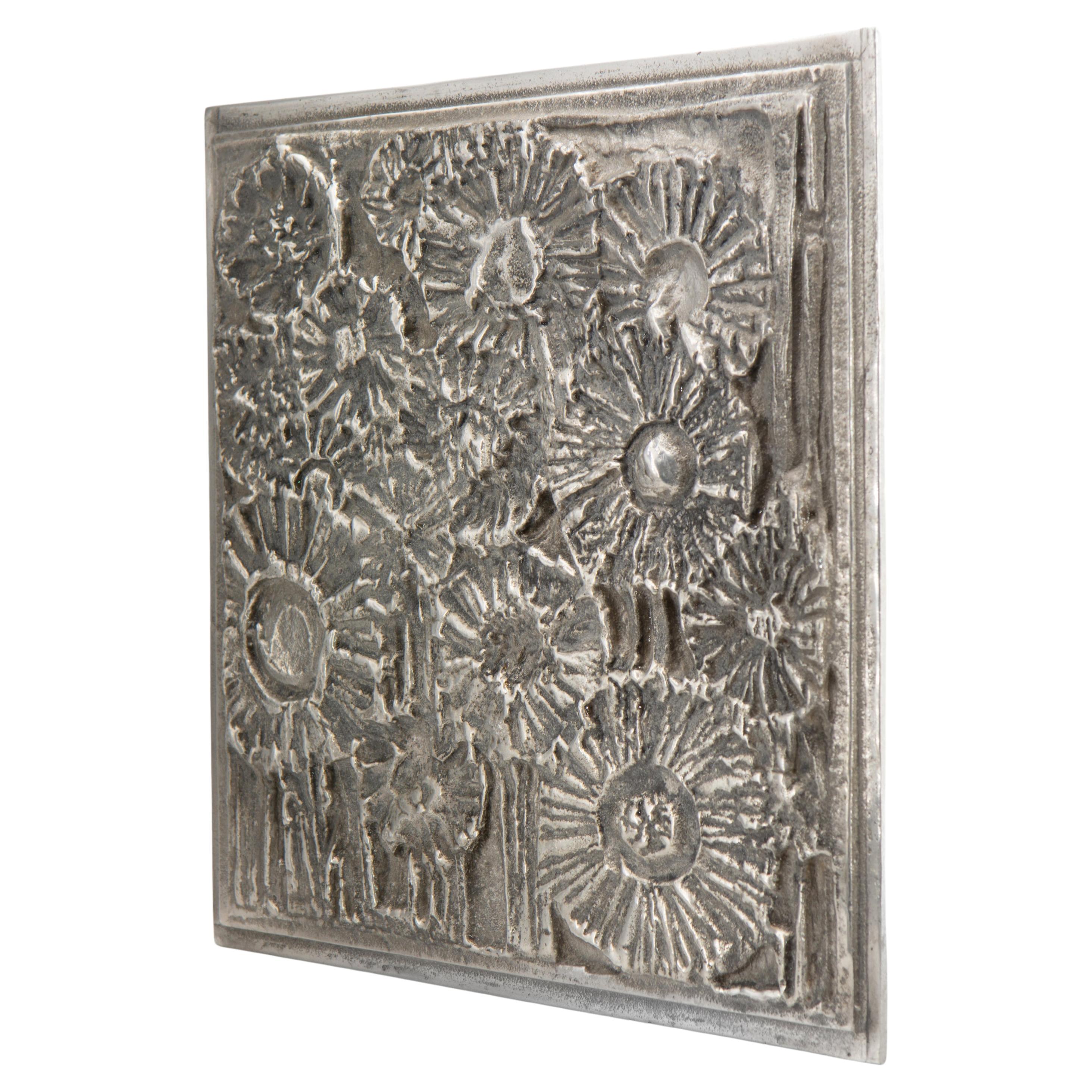 Set Of Ten Forms & Surfaces Abstract Cast Aluminium Plaques 1970's For Sale