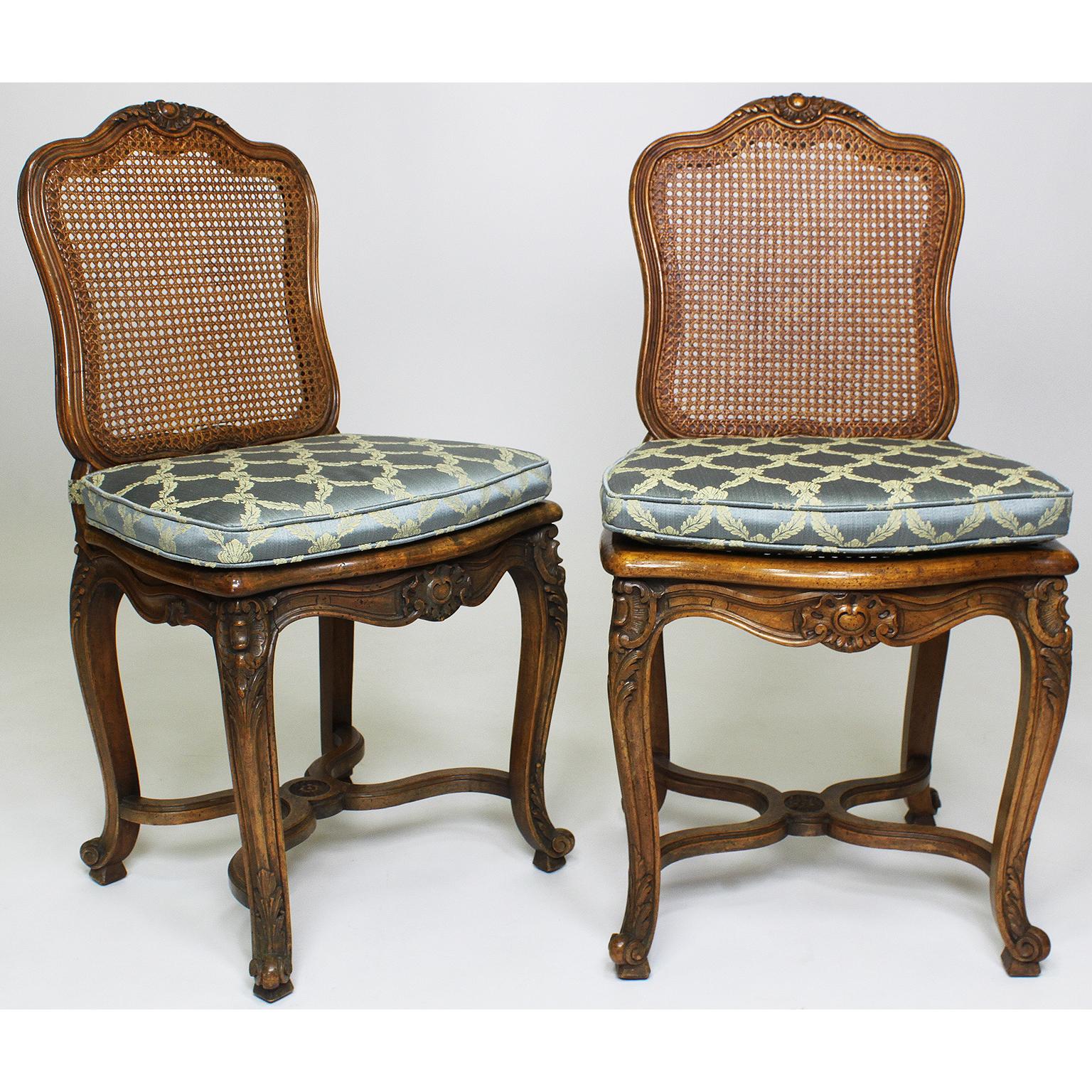 Set of Ten French 19th-20th Century Provincial Style Carved Walnut Dining Chair 4