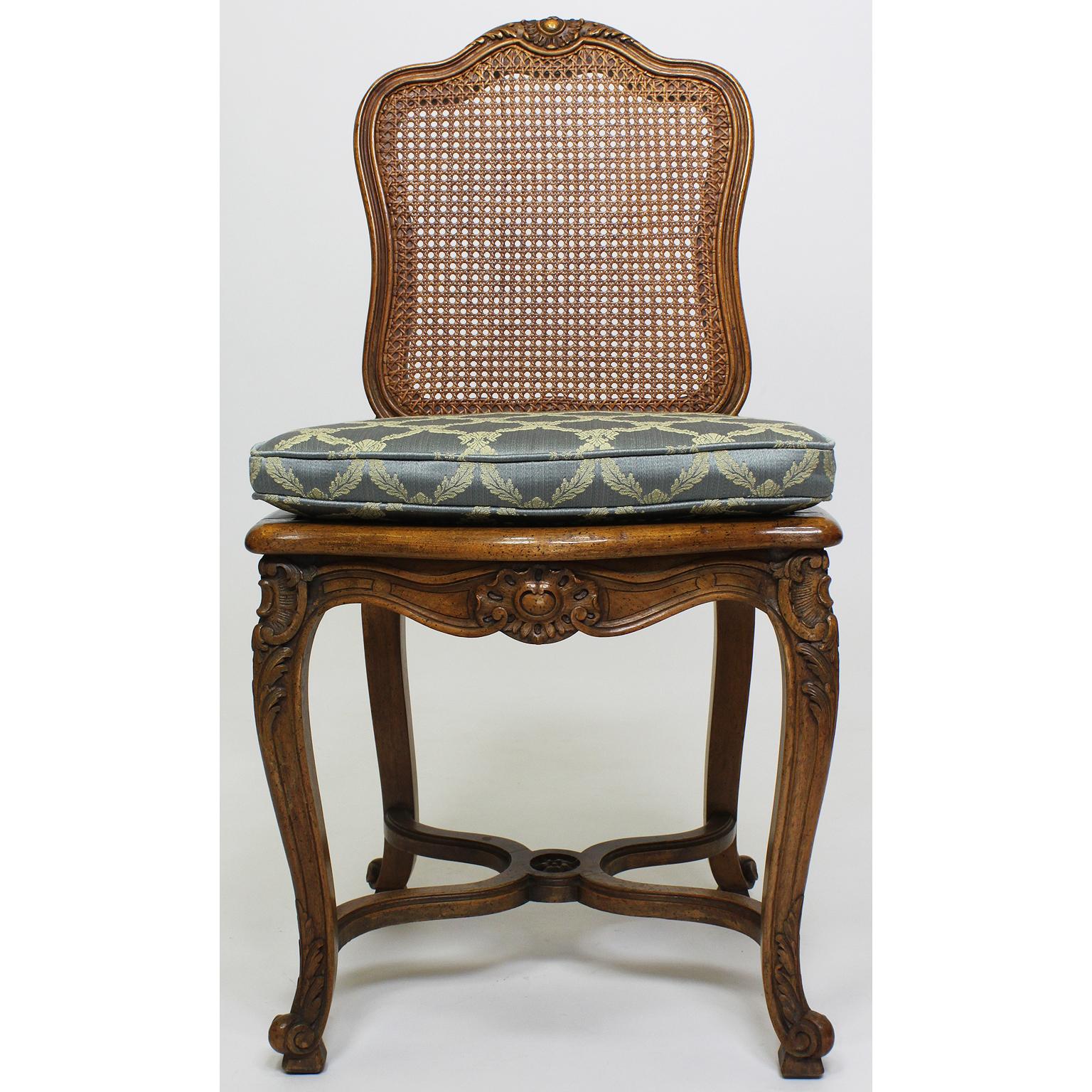 Set of Ten French 19th-20th Century Provincial Style Carved Walnut Dining Chair 5