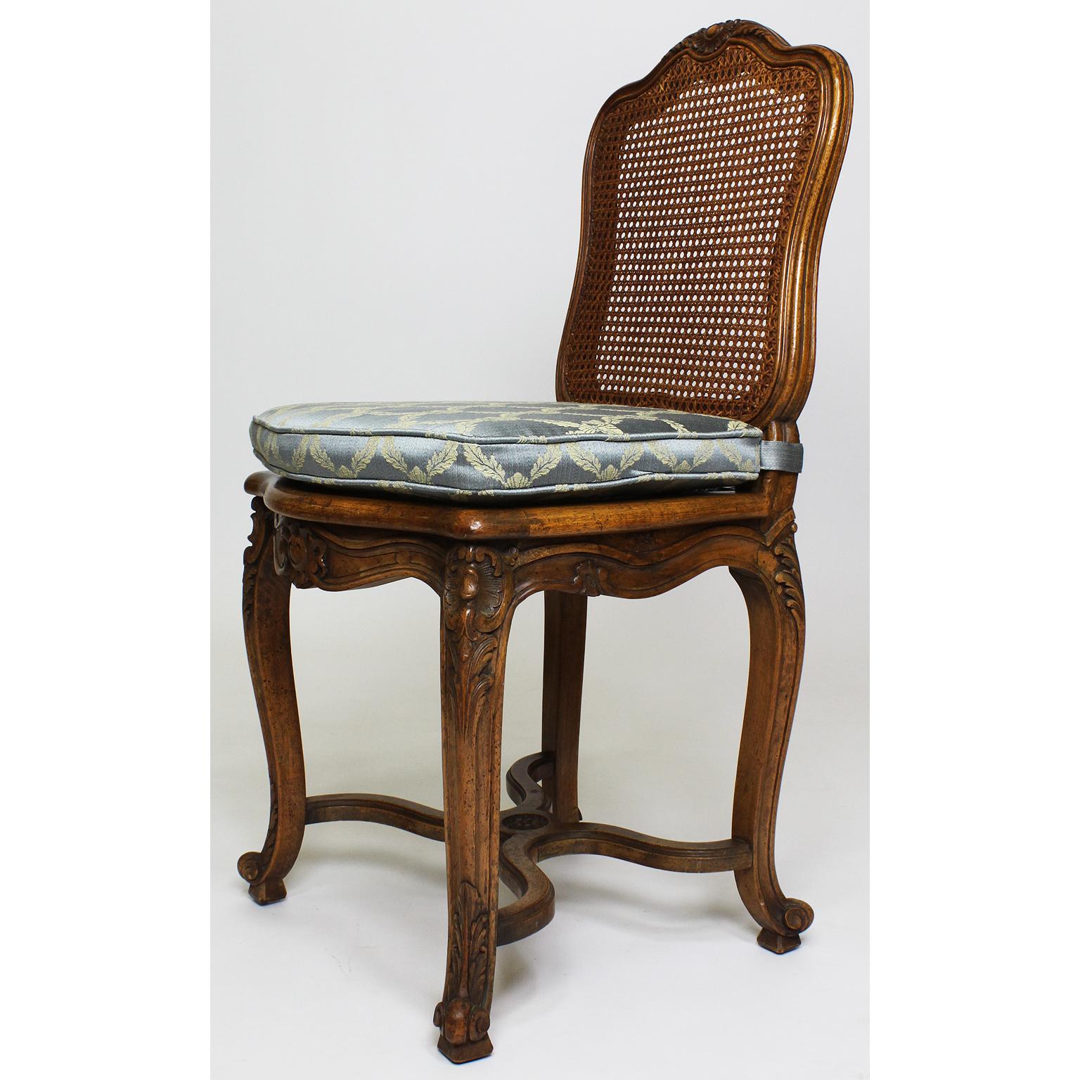 Set of Ten French 19th-20th Century Provincial Style Carved Walnut Dining Chair 6
