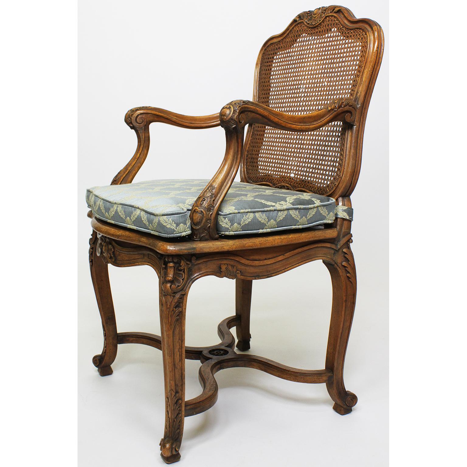 Early 20th Century Set of Ten French 19th-20th Century Provincial Style Carved Walnut Dining Chair