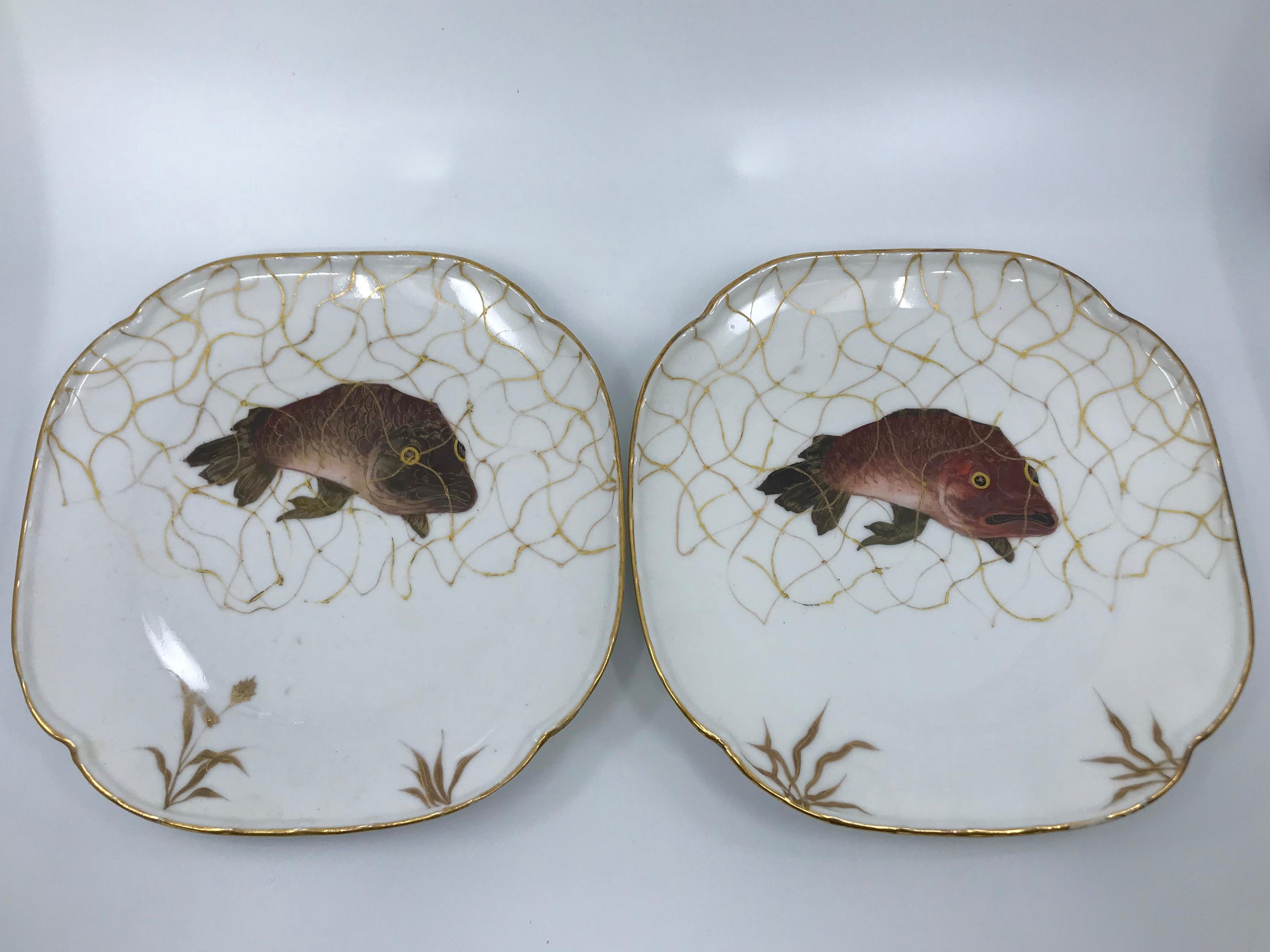 Set of Ten Limoges French Aesthetic Movement Fish Plates and Platter For Sale 7