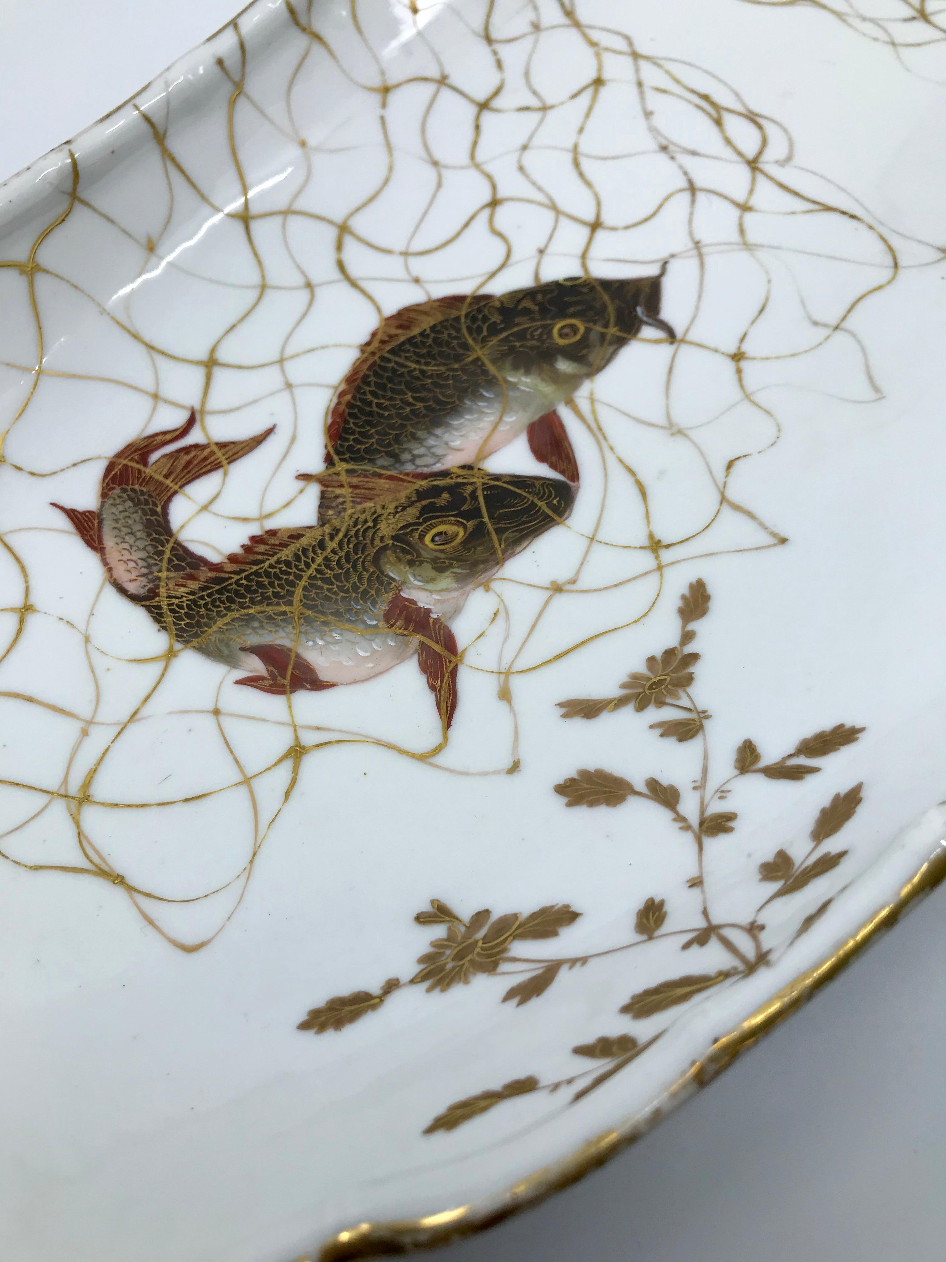 Set of Ten Limoges French Aesthetic Movement Fish Plates and Platter For Sale 9