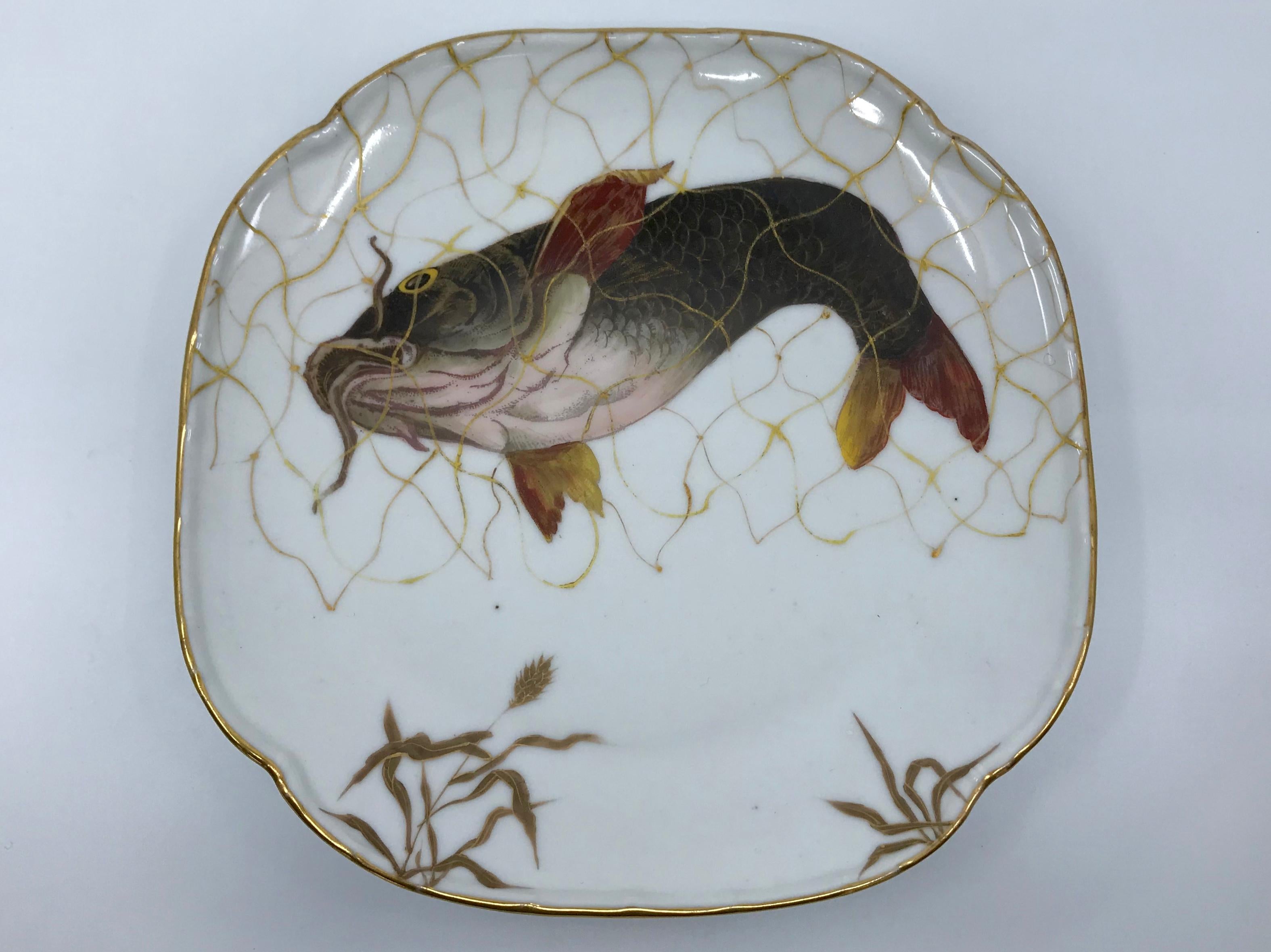 Set of Ten Limoges French Aesthetic Movement Fish Plates and Platter For Sale 1