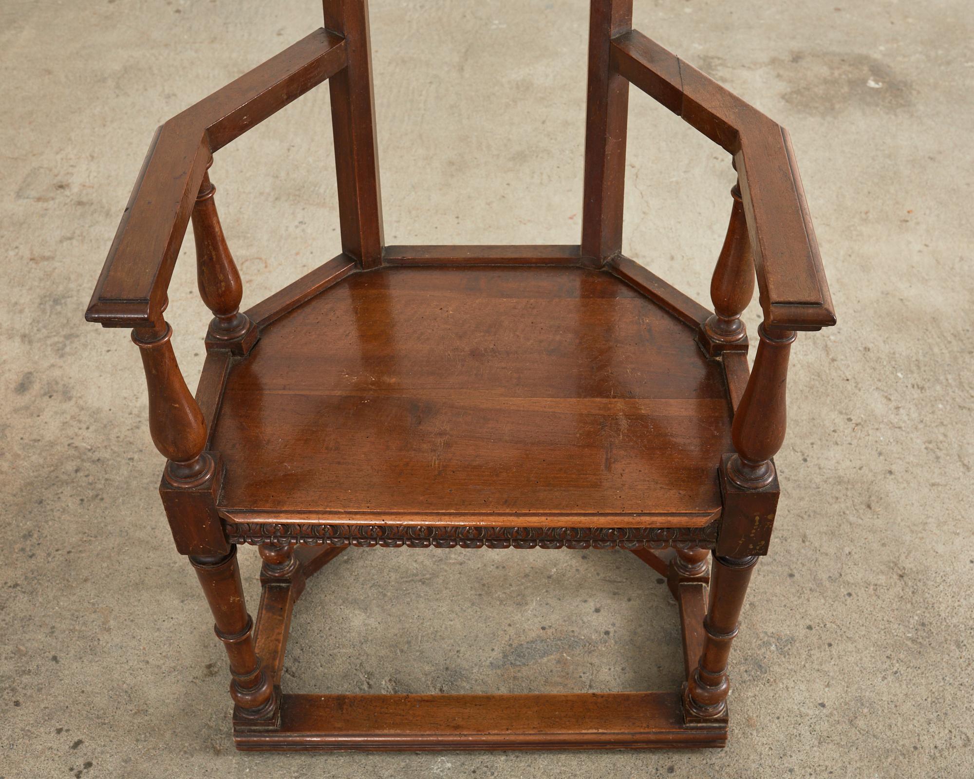Set of Ten French Baroque Style Walnut Masked Dining Chairs For Sale 8