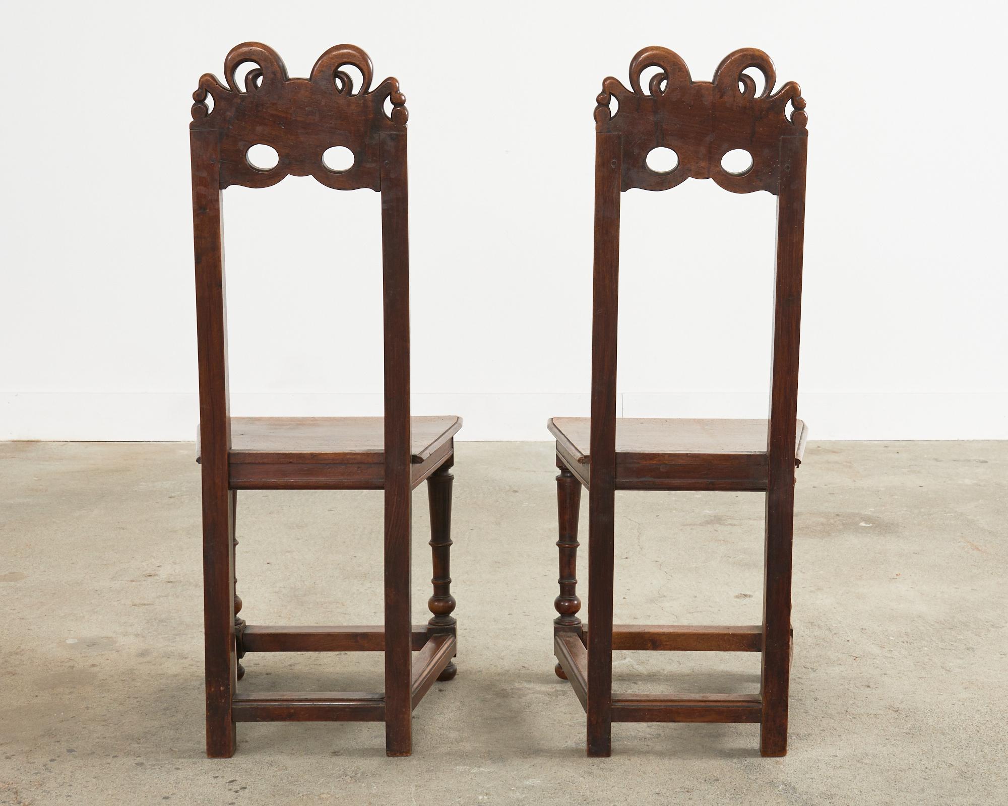 Set of Ten French Baroque Style Walnut Masked Dining Chairs For Sale 15