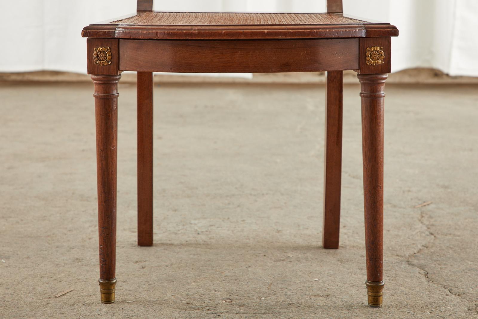 Set of Ten French Empire Mahogany Caned Dining Chairs For Sale 7