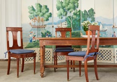 Set of Ten French Empire Mahogany Caned Dining Chairs