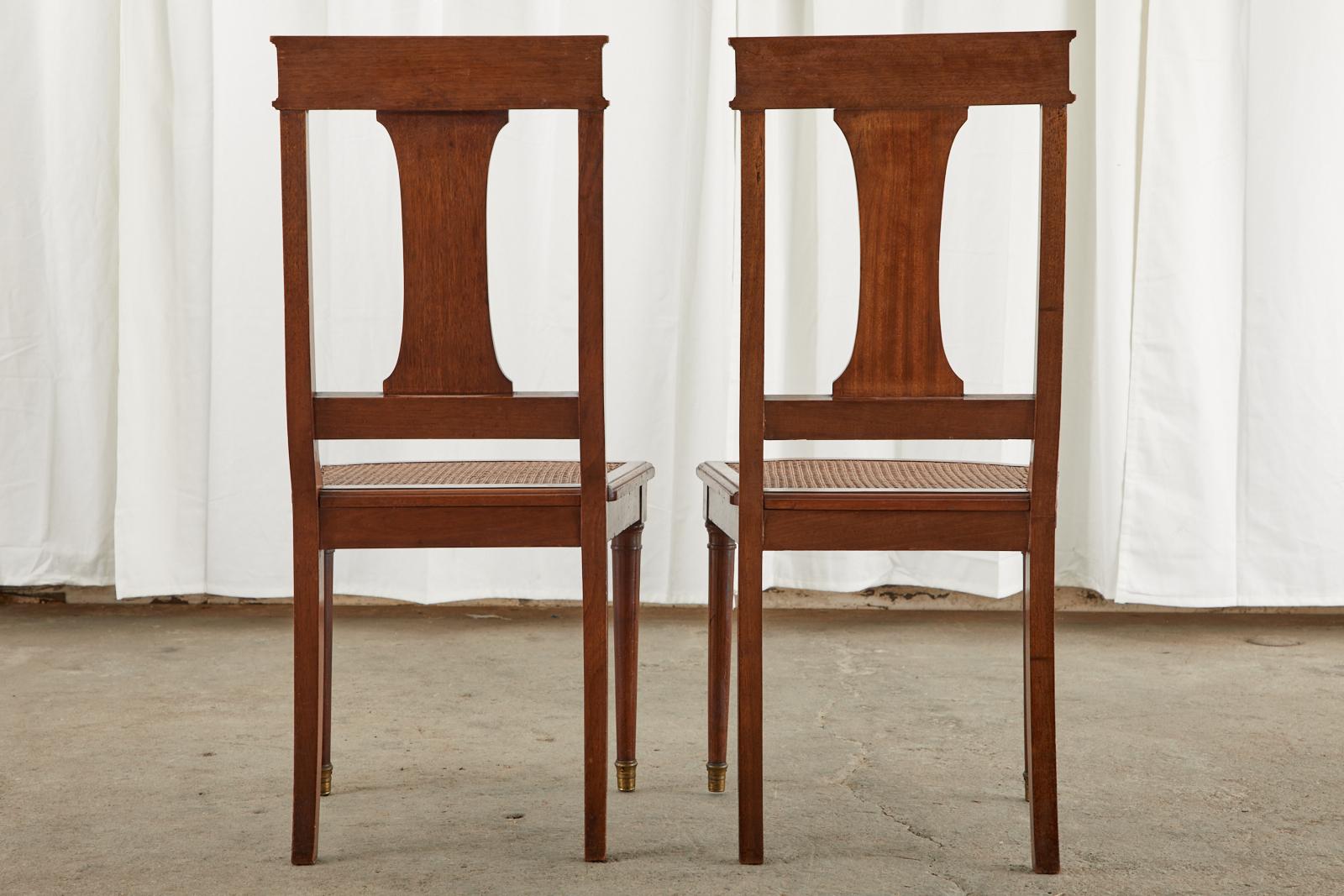 Set of Ten French Empire Mahogany Caned Dining Chairs For Sale 14