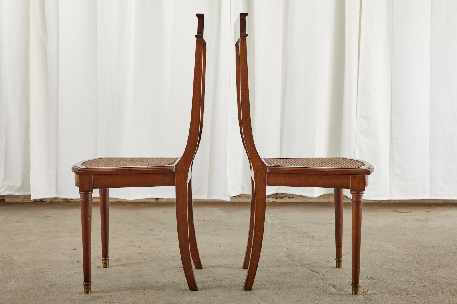 Set of Ten French Empire Mahogany Caned Dining Chairs For Sale 2