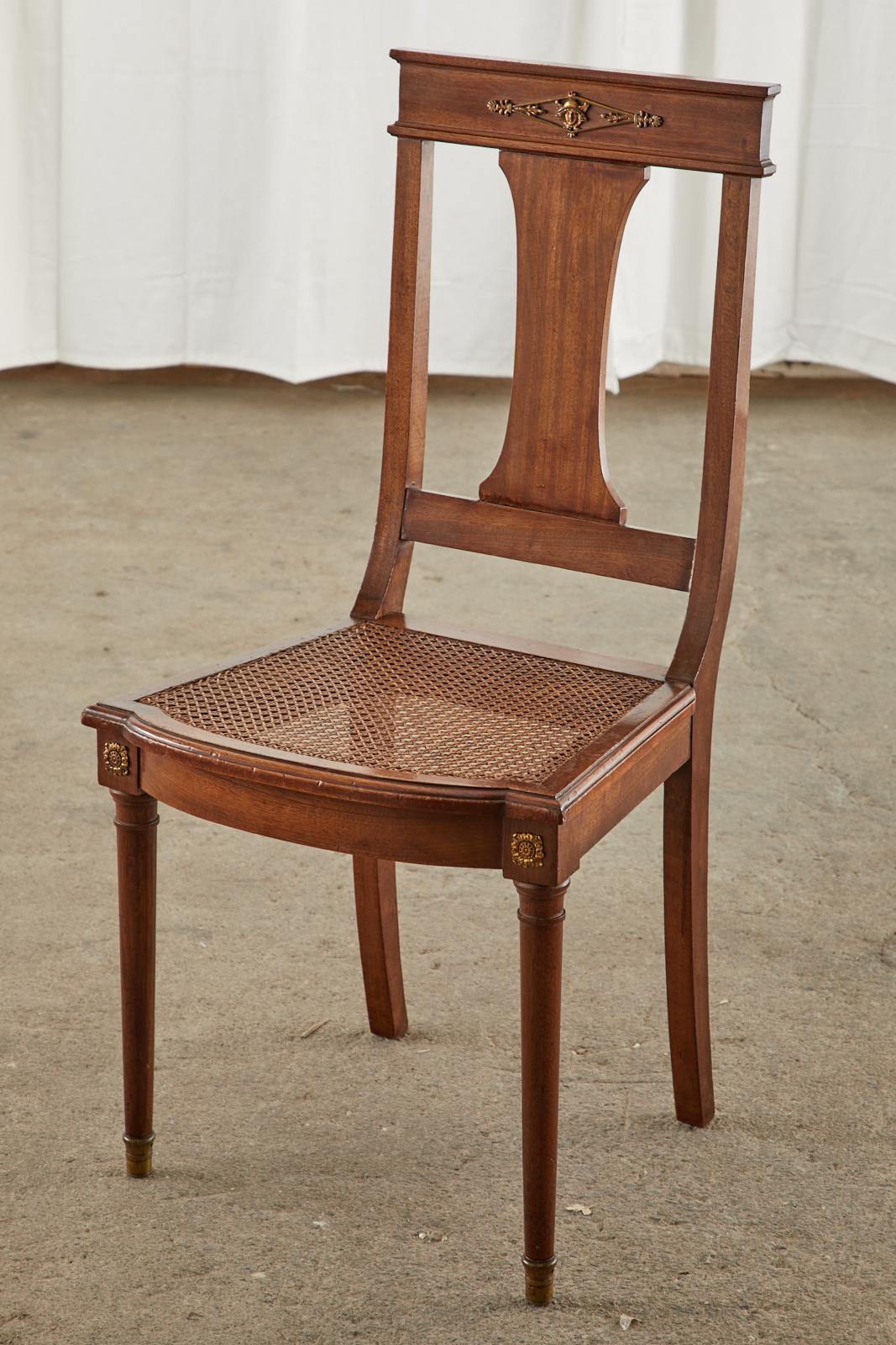 Set of Ten French Empire Mahogany Caned Dining Chairs For Sale 3