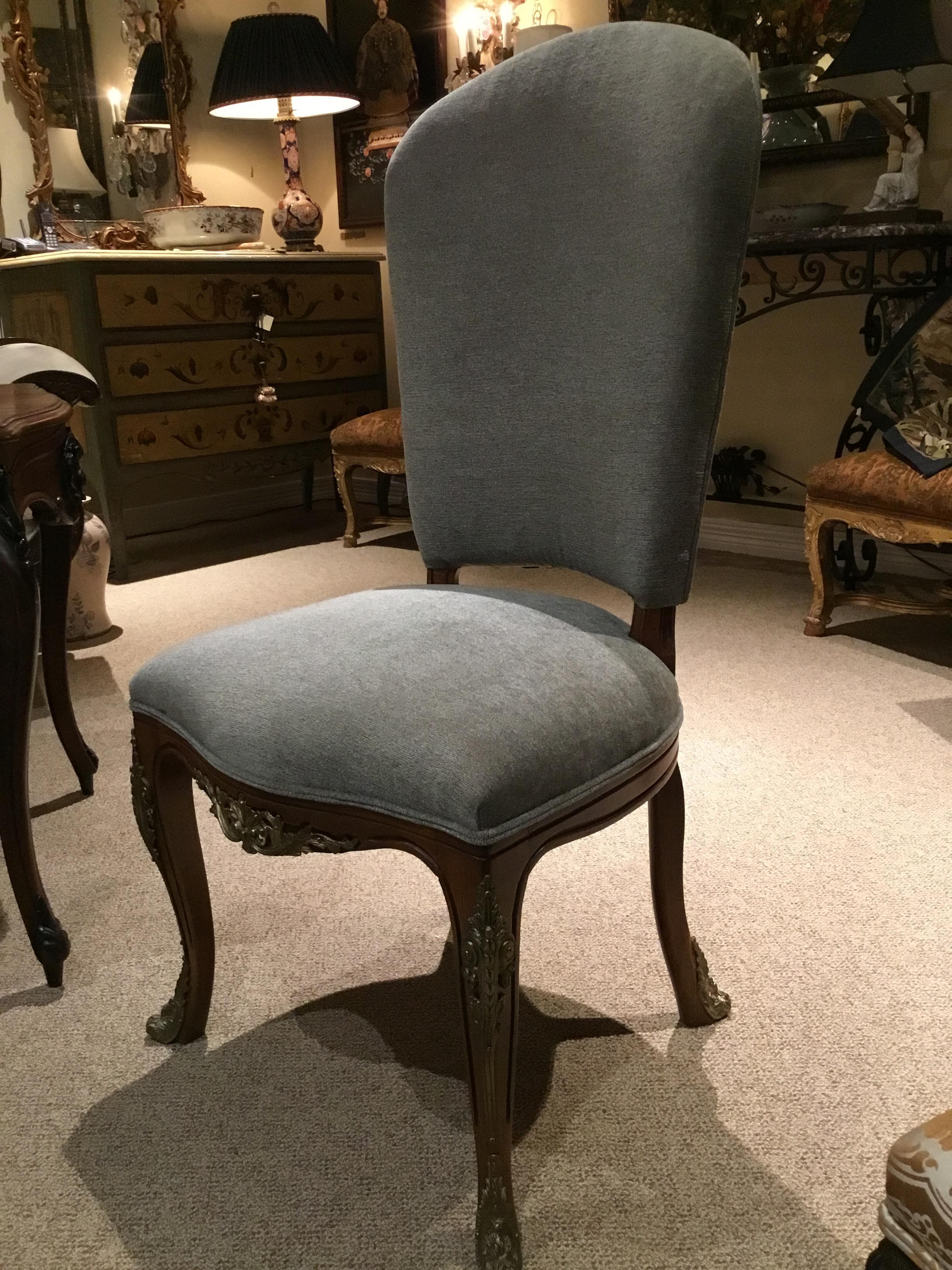 Set of Ten French Louis XV Style Dining Chairs, Walnut, New Upholstery In Good Condition In Houston, TX