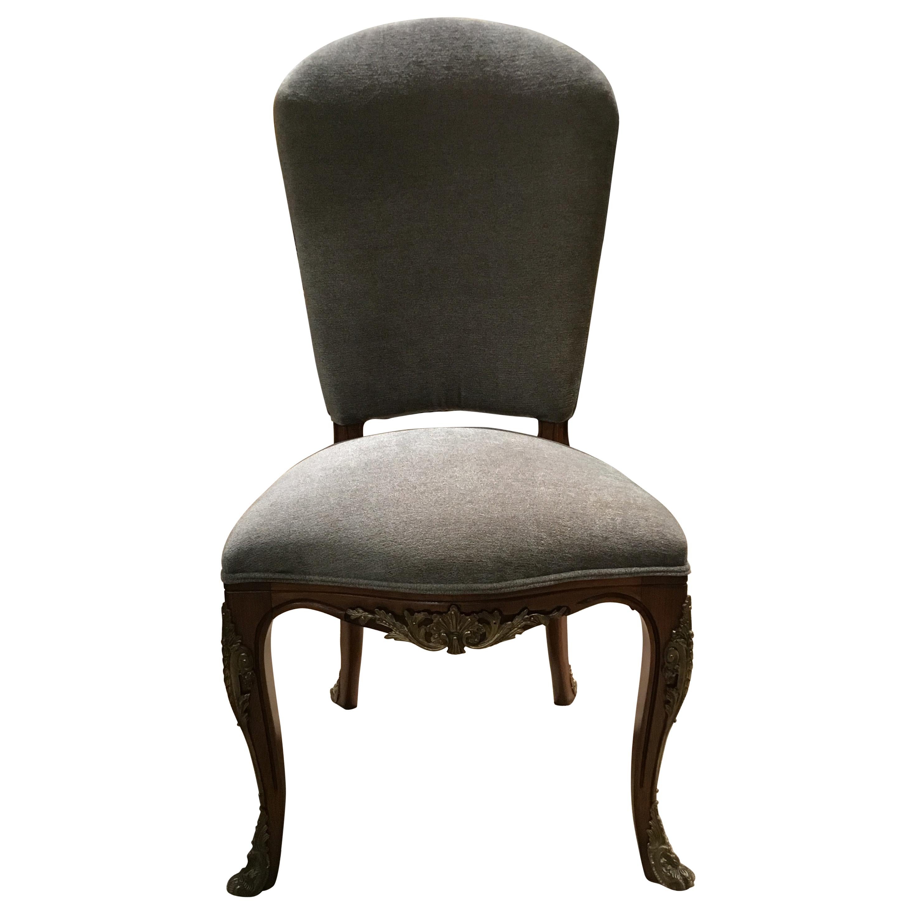 Set of Ten French Louis XV Style Dining Chairs, Walnut, New Upholstery
