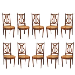 Set of 10 French Louis XVI Lyre Side Chair