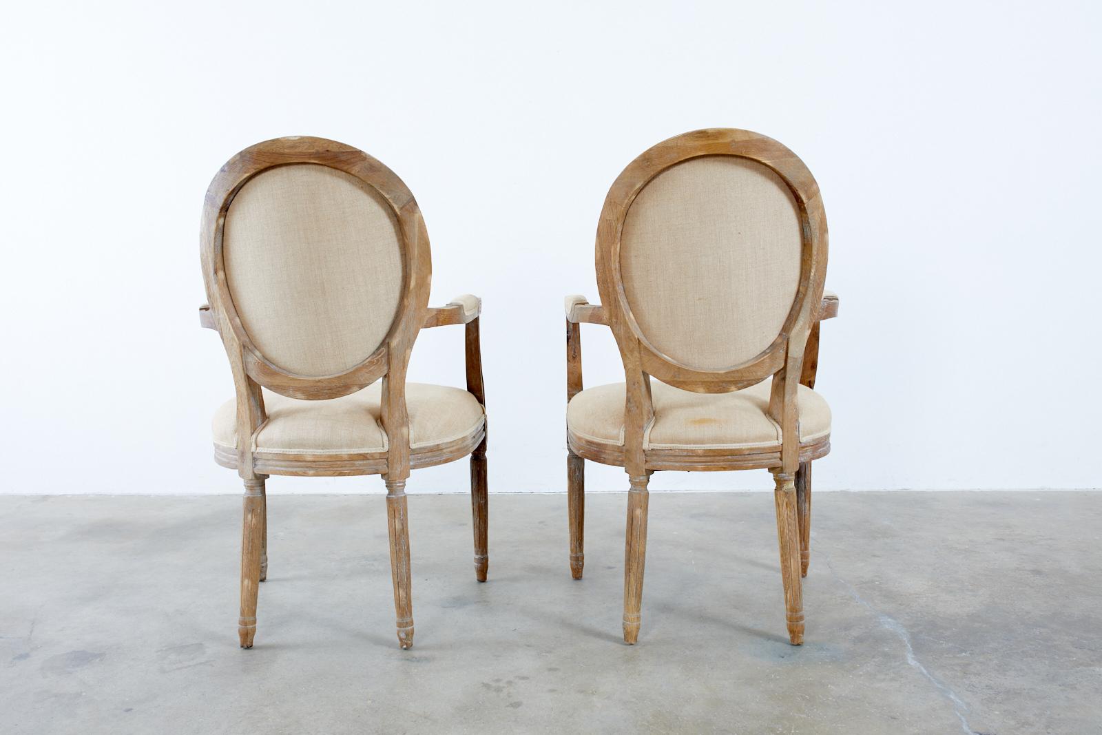 Set of Ten French Louis XVI Style Oak Dining Chairs 6