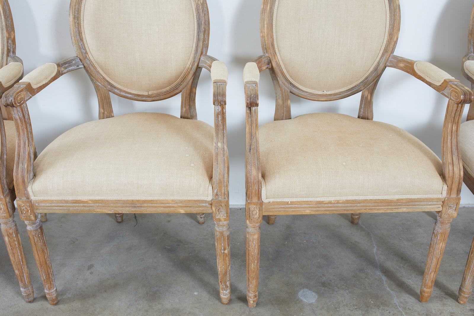 Set of Ten French Louis XVI Style Oak Dining Chairs 2
