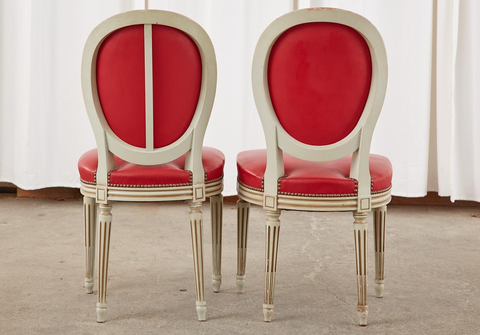 Set of Ten French Louis XVI Style Painted Dining Chairs 6