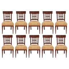 Vintage Set of Ten French Mahogany Directoire St. Dining Chairs
