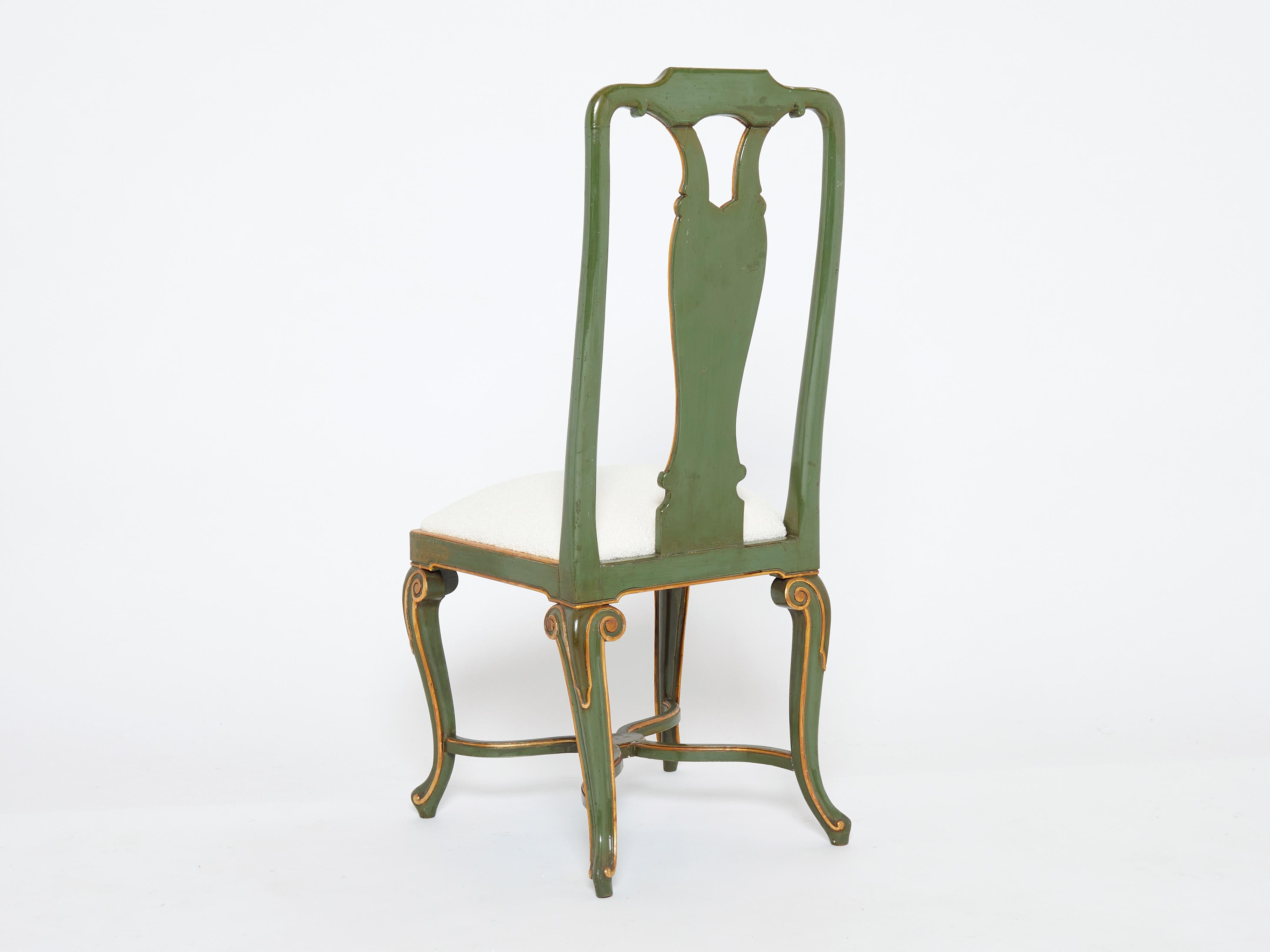 Set of Ten French Maison Jansen Queen Anne Style Chairs, 1940s 1