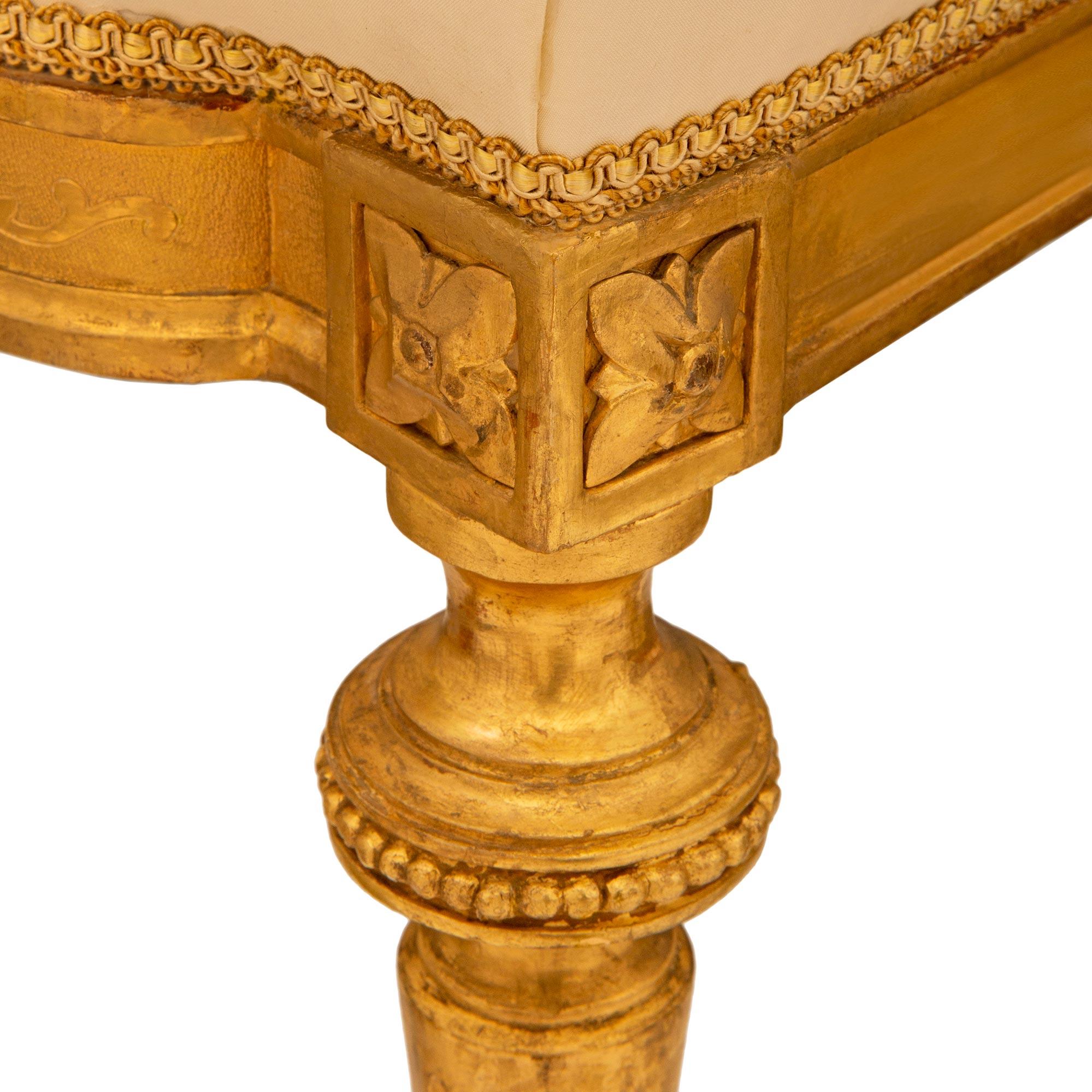 set of ten French mid 19th century Louis XVI st. Giltwood dining chairs 6
