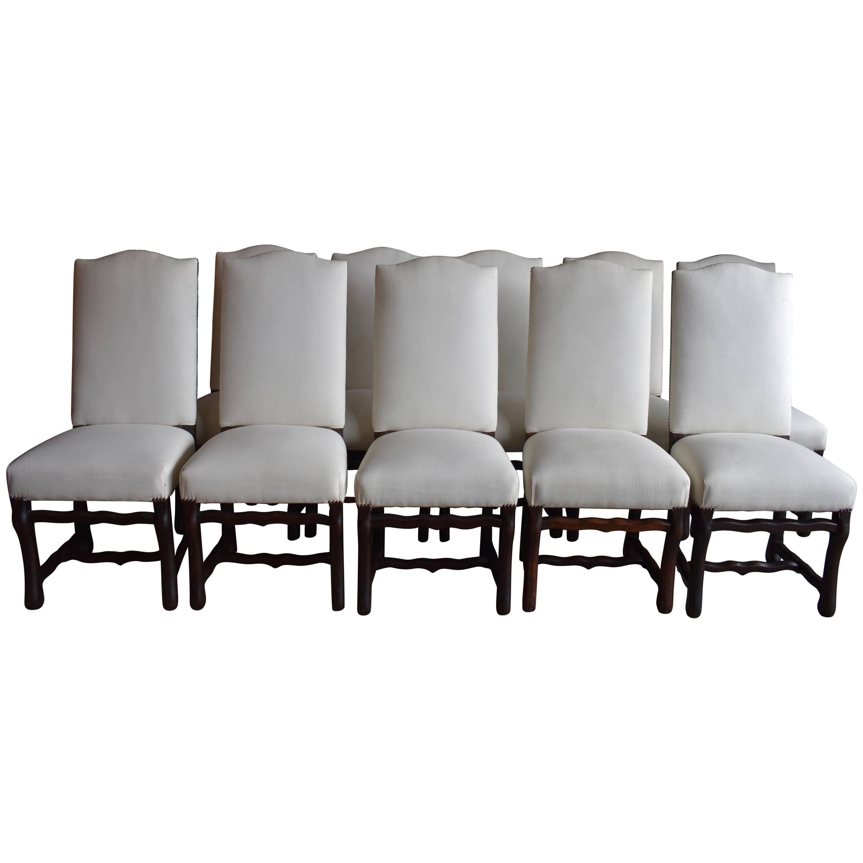 Set of Ten French Os de Mouton Dining Chairs For Sale