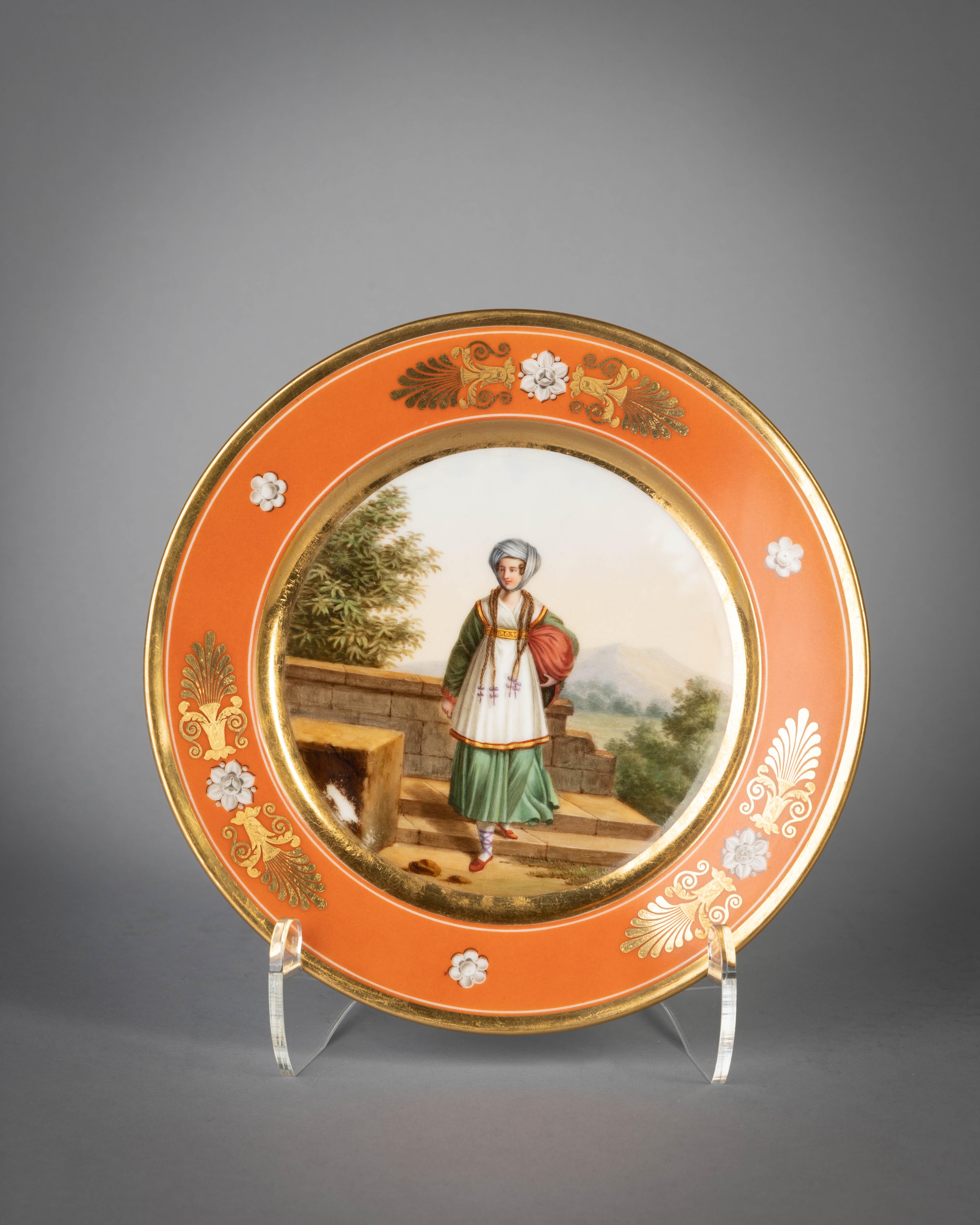 Porcelaine Ensemble de dix assiettes en porcelaine française, Nast, vers 1810 en vente