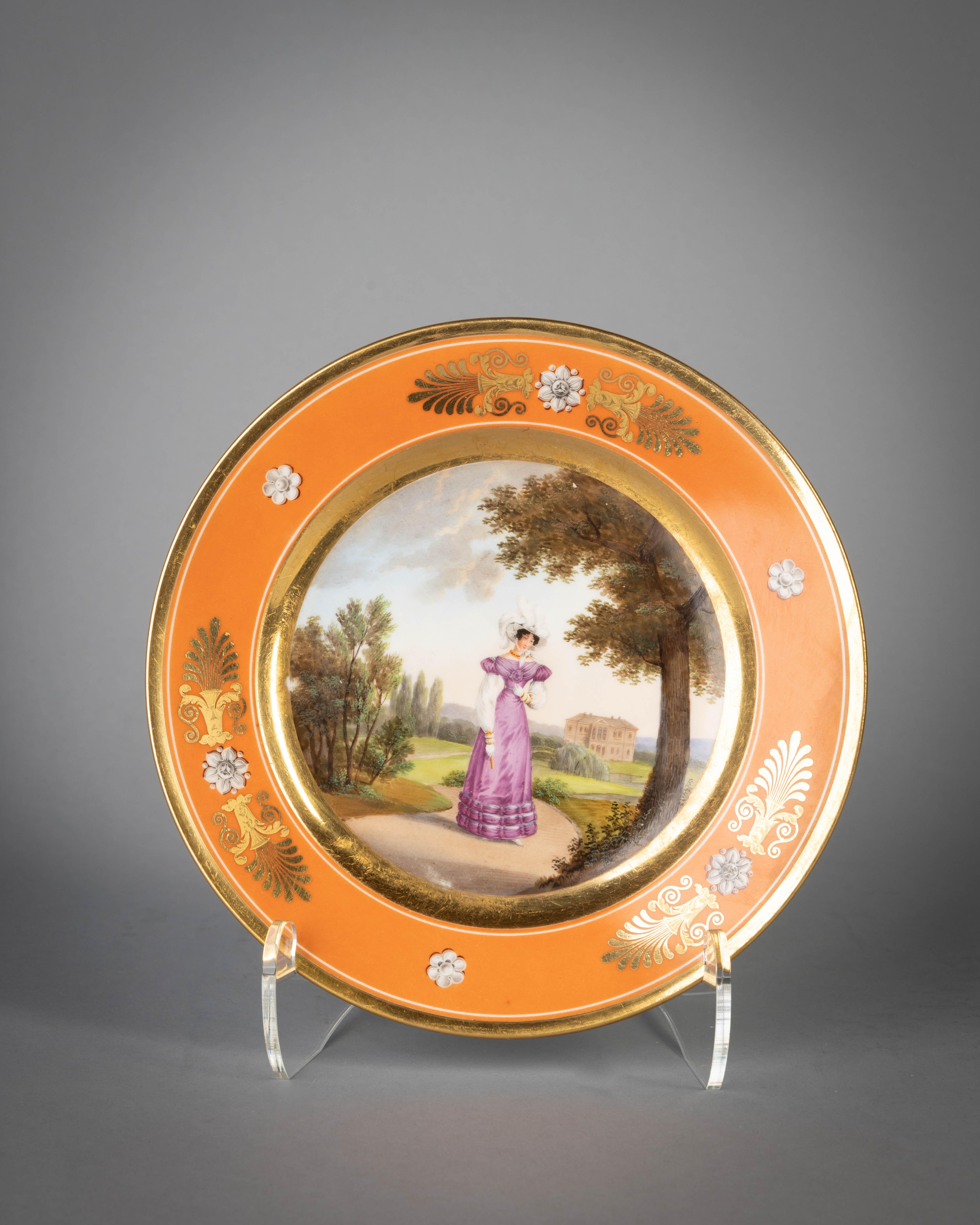 Ensemble de dix assiettes en porcelaine française, Nast, vers 1810 en vente 2