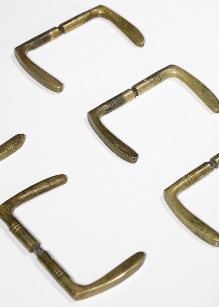 Set of Ten French Solid Bronze Door Handles For Sale at 1stDibs