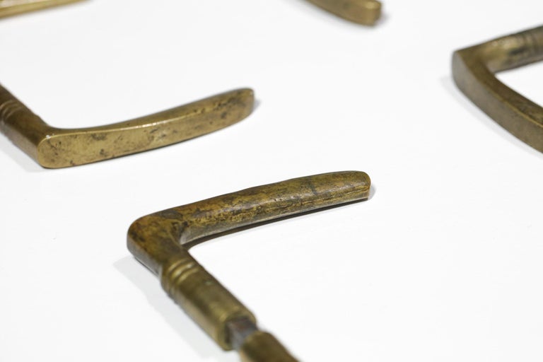 Set of Ten French Solid Bronze Door Handles For Sale at 1stDibs