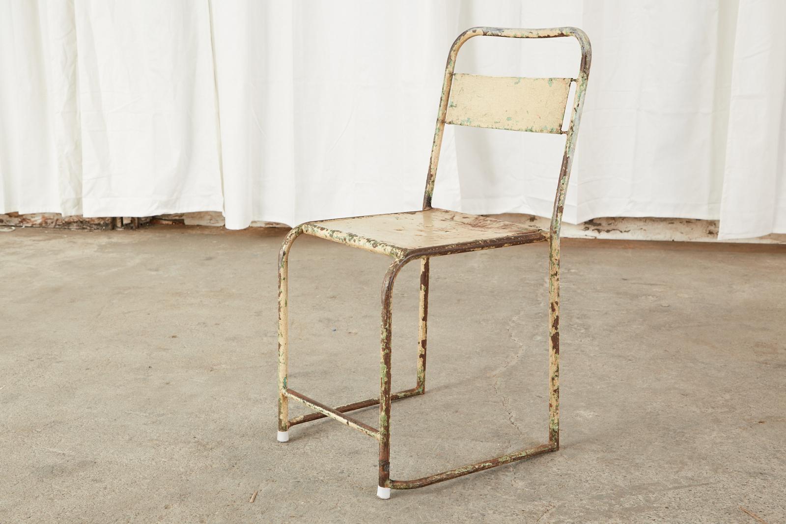 Set of Ten French Stackable Metal Bistro Cafe Chairs 5